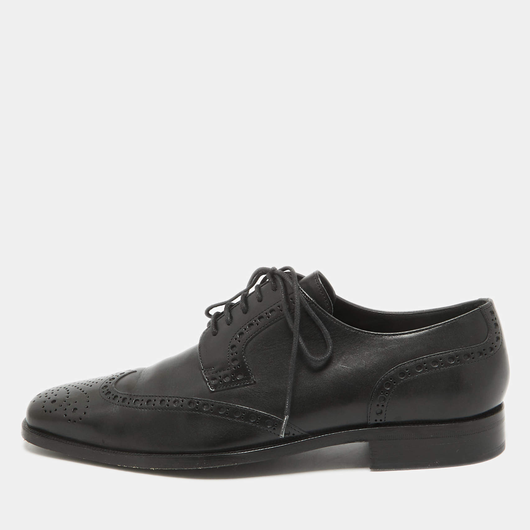 Valentino Black Brogue Leather Lace Up Derby Size 41