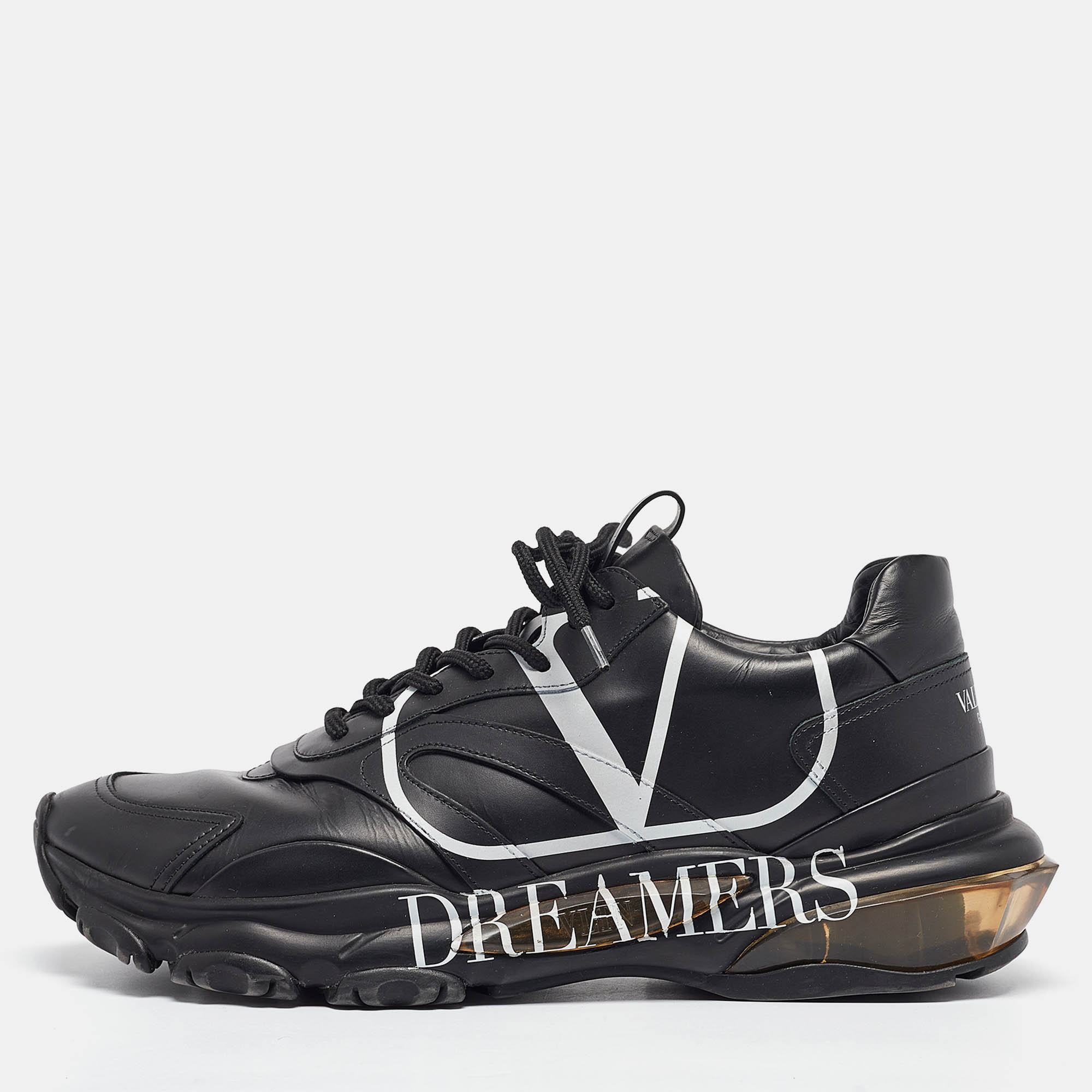 Valentino Black Leather V Logo Dreamers Sneakers Size 43