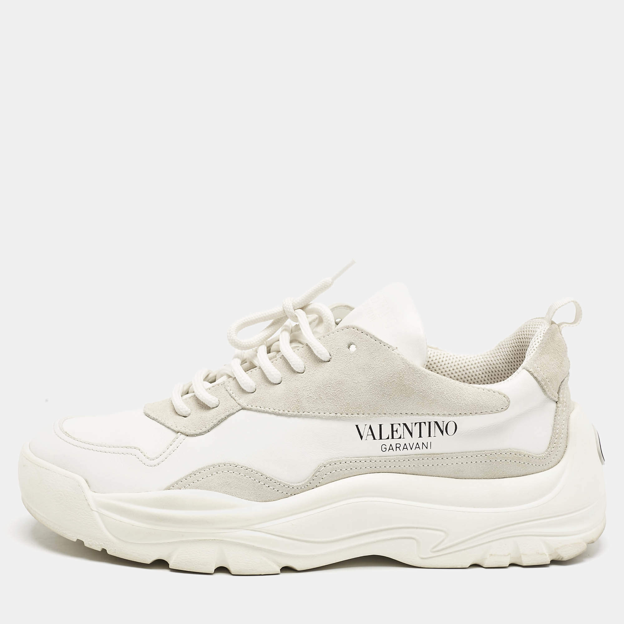 Pre Owned Valentino White Suede and Leather Gumboy Sneakers Size 42