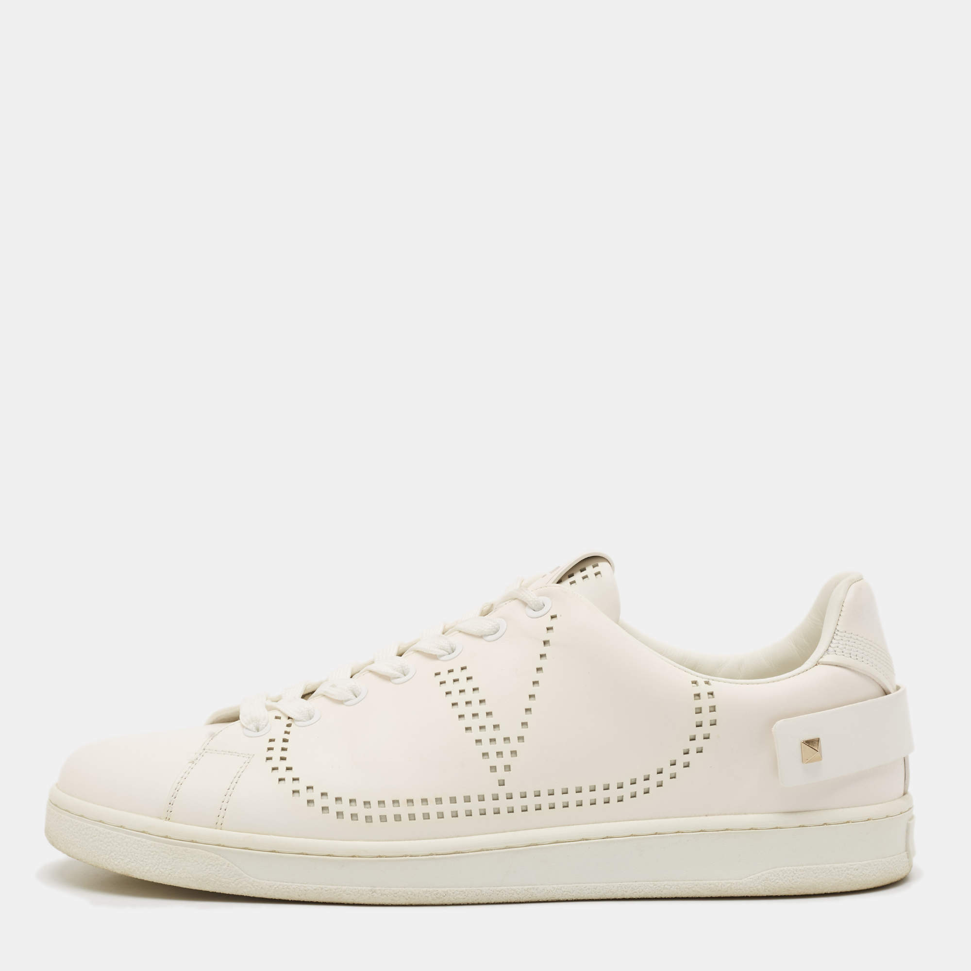 Pre Owned Valentino White Leather Backnet Sneakers Size 43