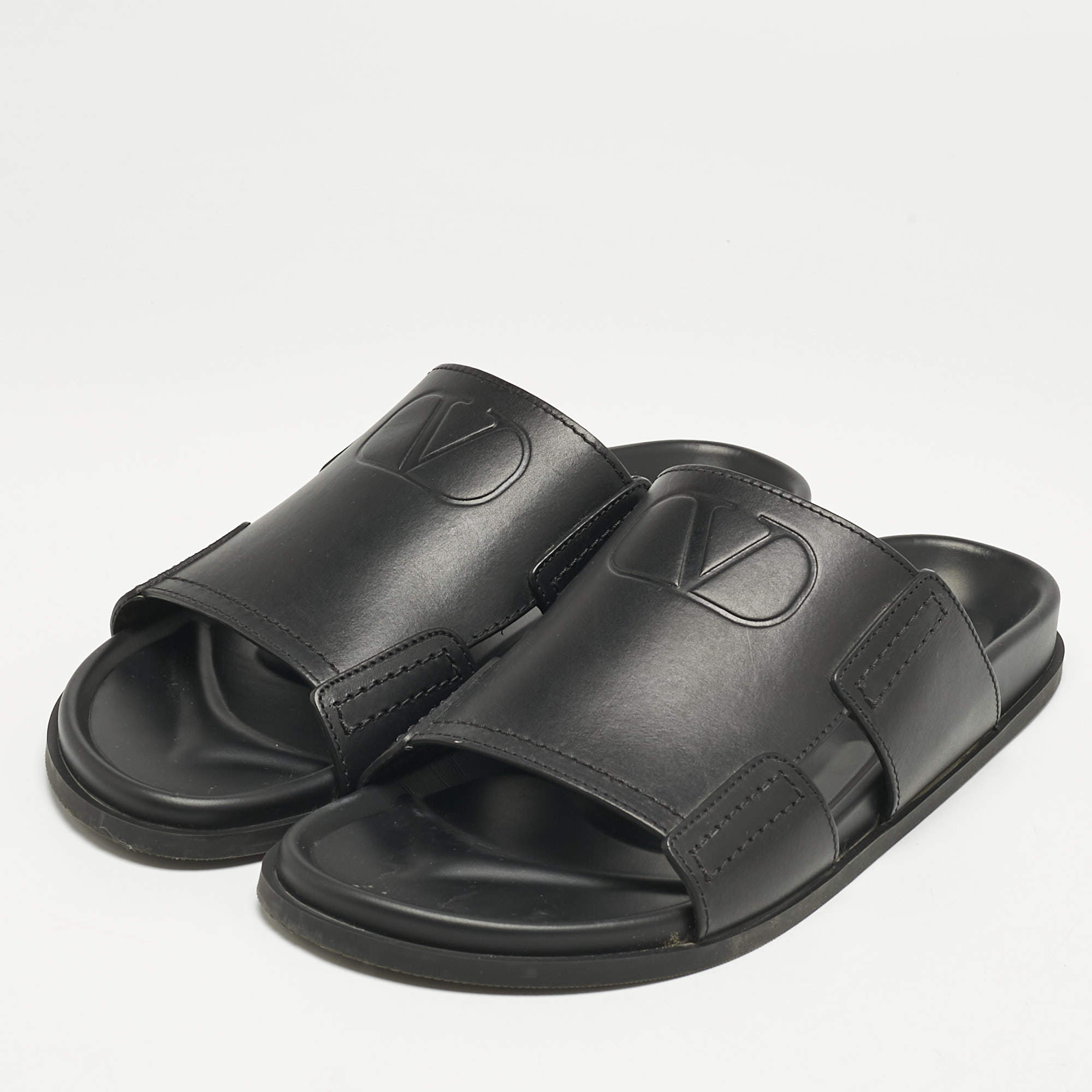 Bottega Veneta Black Embossed Rubber Slides Size 43 Bottega