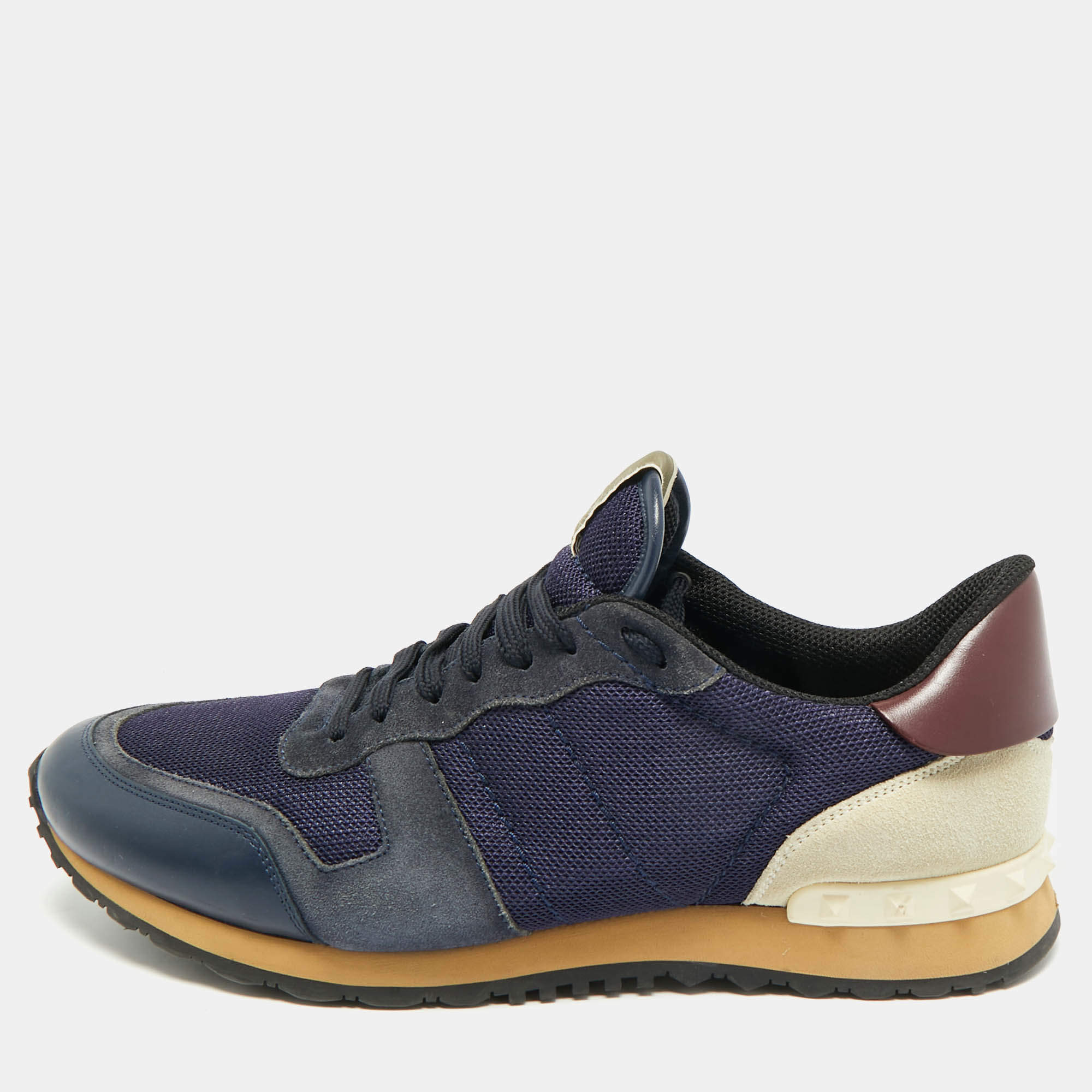 مملوكة مسبقًا Valentino Rockrunner Size 44 Multicolor Mesh and Suede Lace Up Sneakers