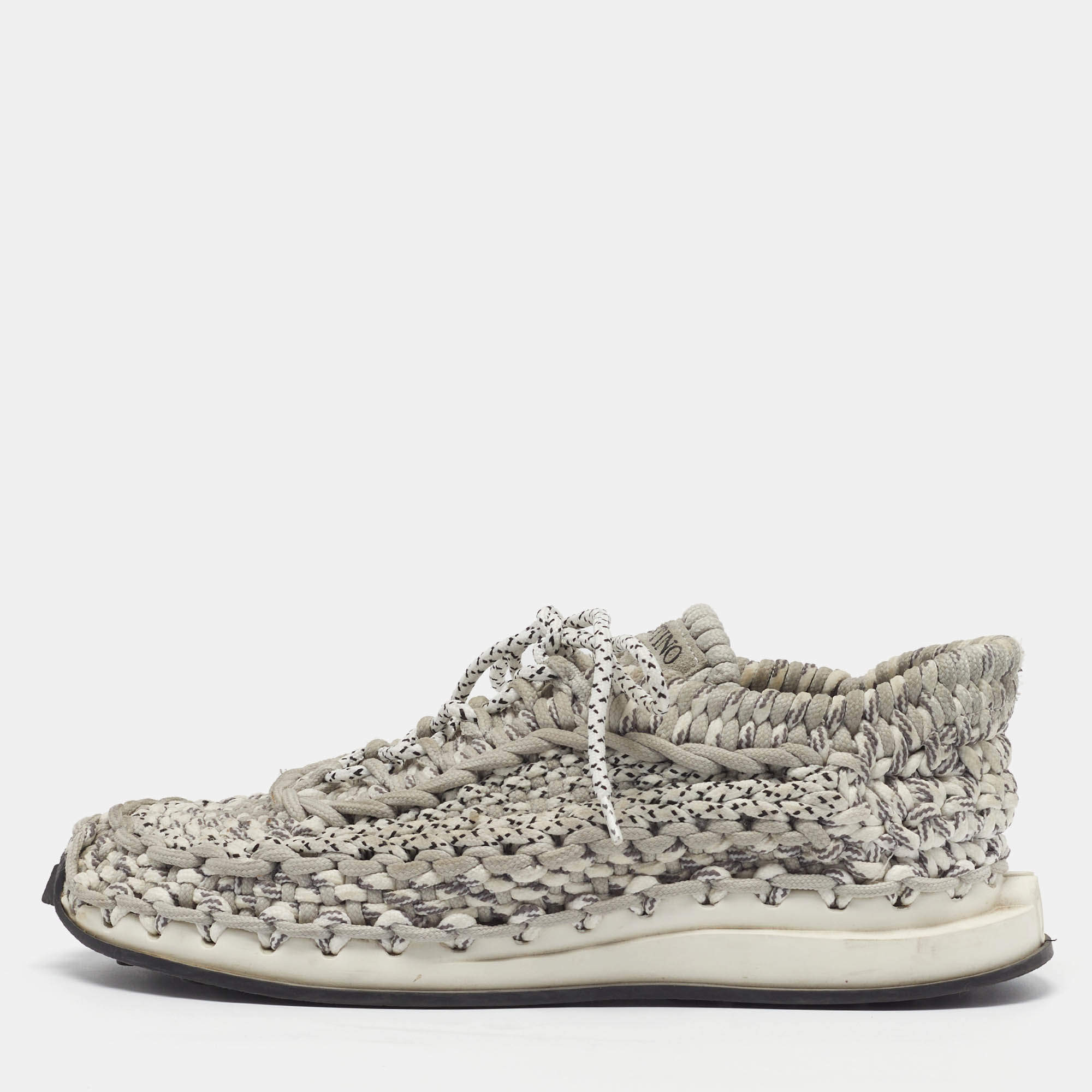 مملوكة مسبقًا Valentino Size 40 Grey/White Rope Lace Up Sneakers
