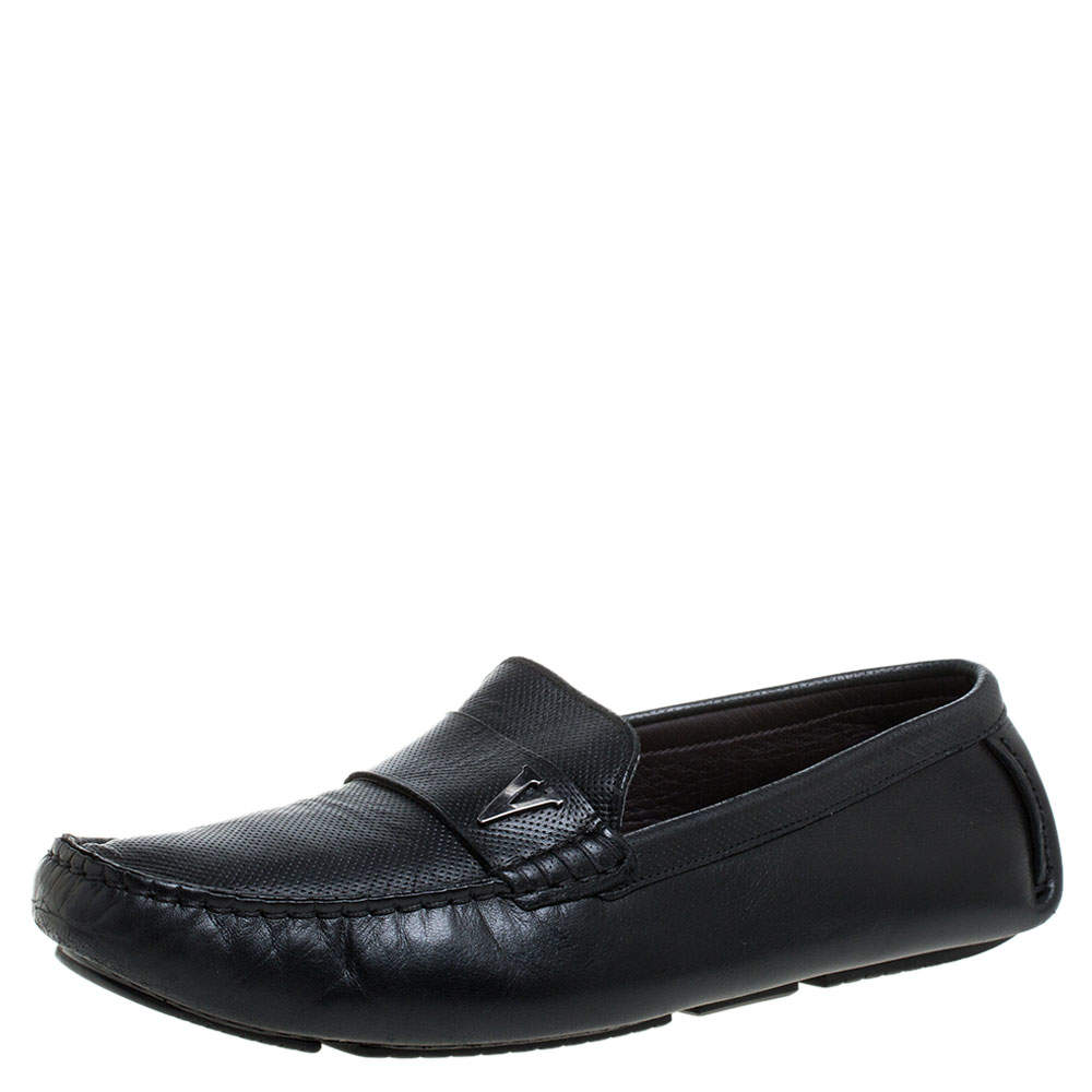 Valentino Black Perforated Leather Driving Loafers Size 41