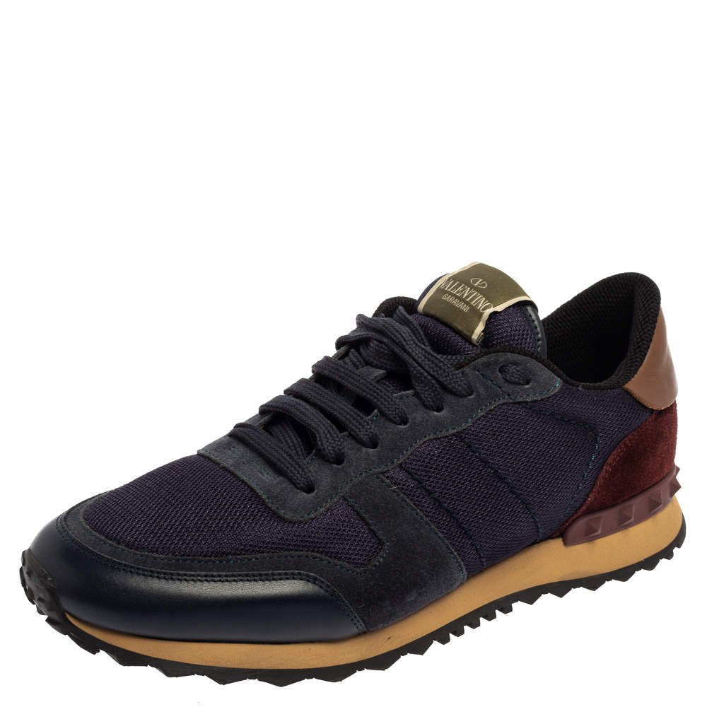 Pre Owned Valentino Multicolor Mesh and Suede Rockrunner Sneakers Size 41