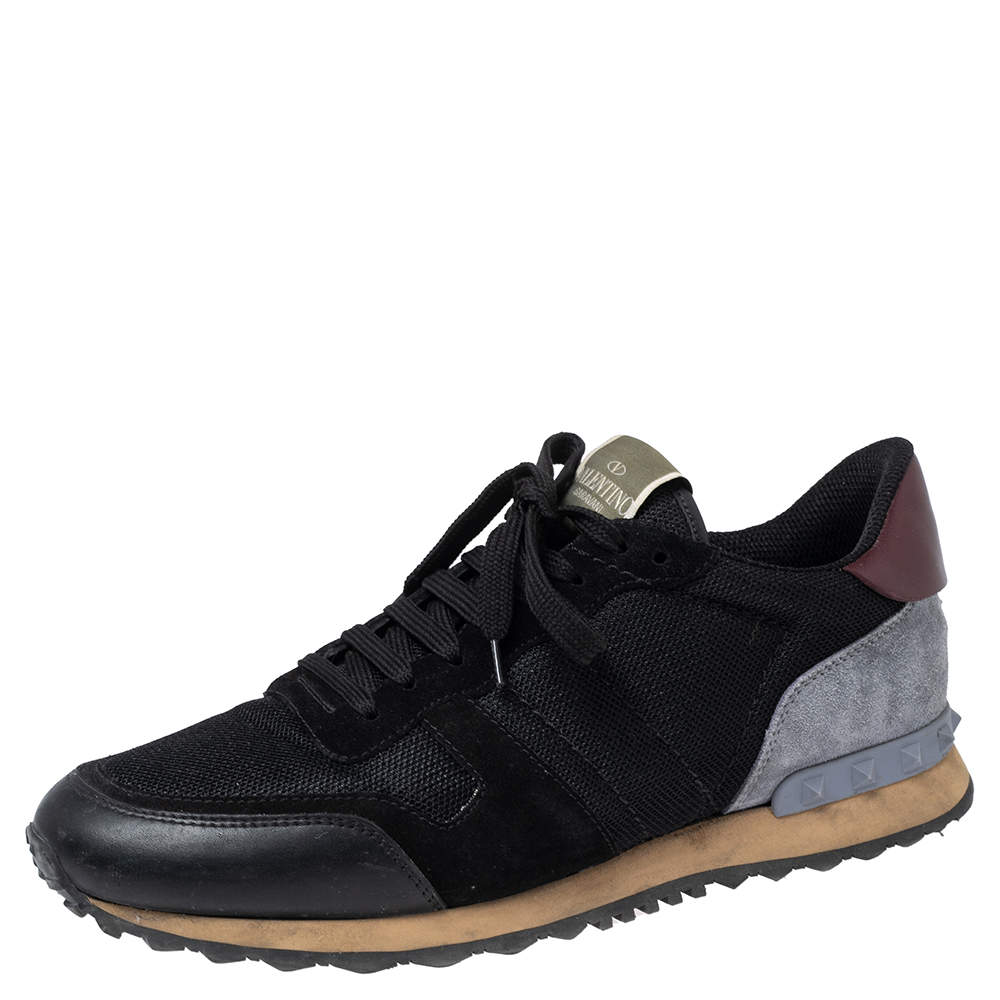 Pre Owned Valentino Multicolor Leather, Mesh and Suede Rockrunner Low-Top Sneakers Size 40
