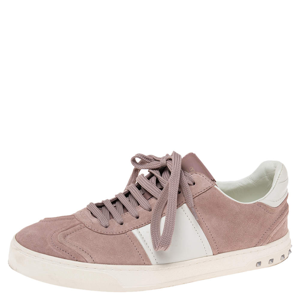 Buy Valentino Garavani Flycrew Studded Leather And Suede Sneakers - Taupe  At 54% Off | Editorialist