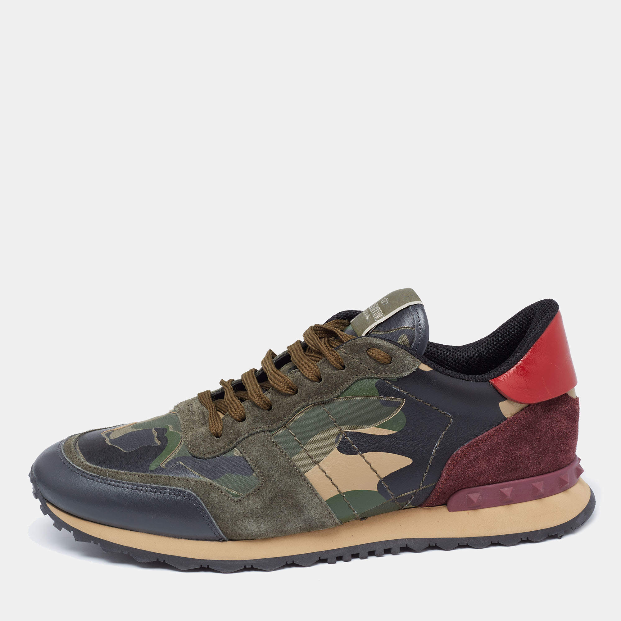 Valentino Multicolor Suede And Leather Rockstud Rockrunner Sneakers Size 45
