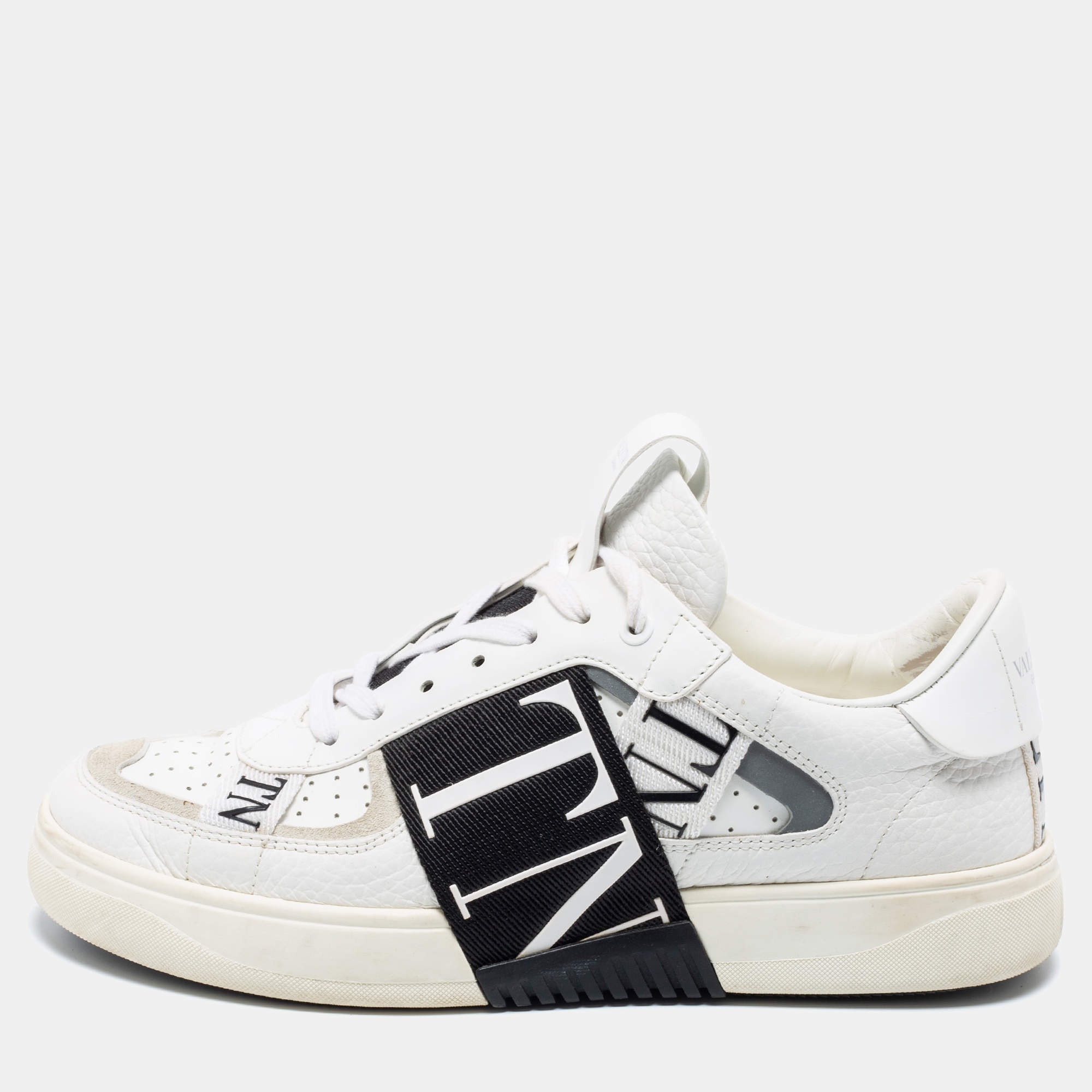 مملوكة مسبقًا Valentino White/Black Leather And Suede VL7N Sneakers Size 40