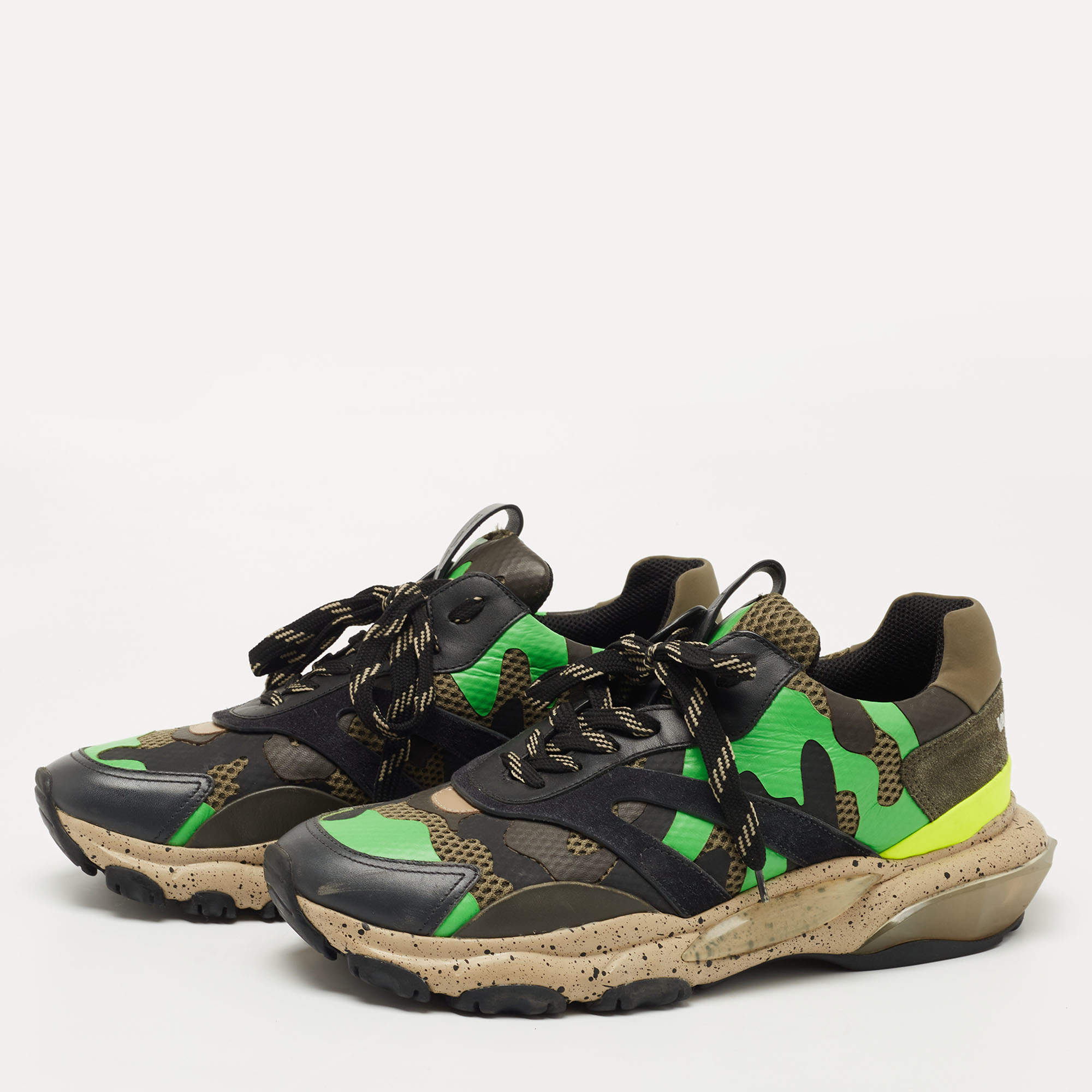 Udled familie Uændret Valentino Multicolor Mesh And Leather Camouflage Bounce Low Top Sneakers  Size 42 Valentino | TLC