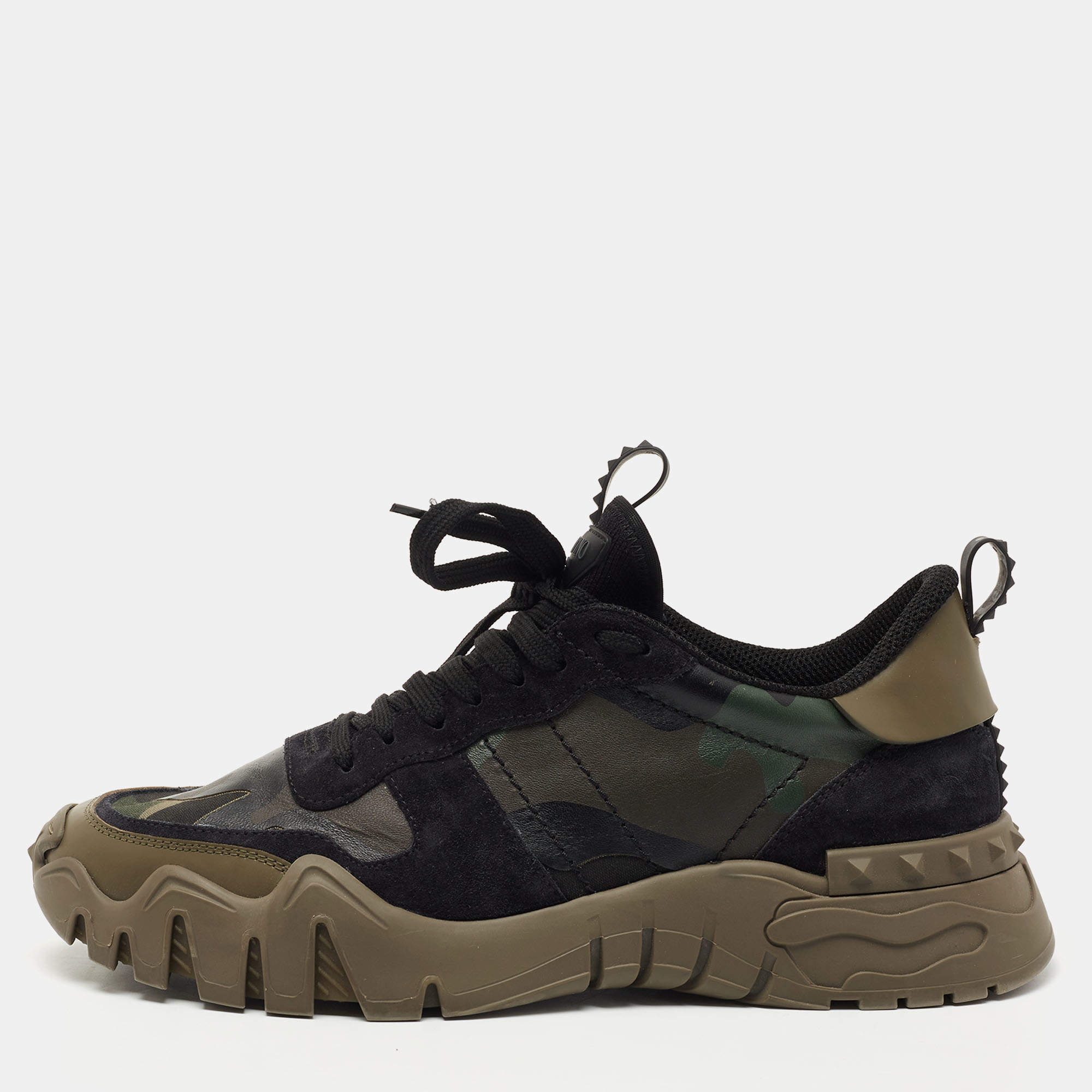 Valentino Multicolor Canvas and Leather Lace Up Sneakers Size 43.5