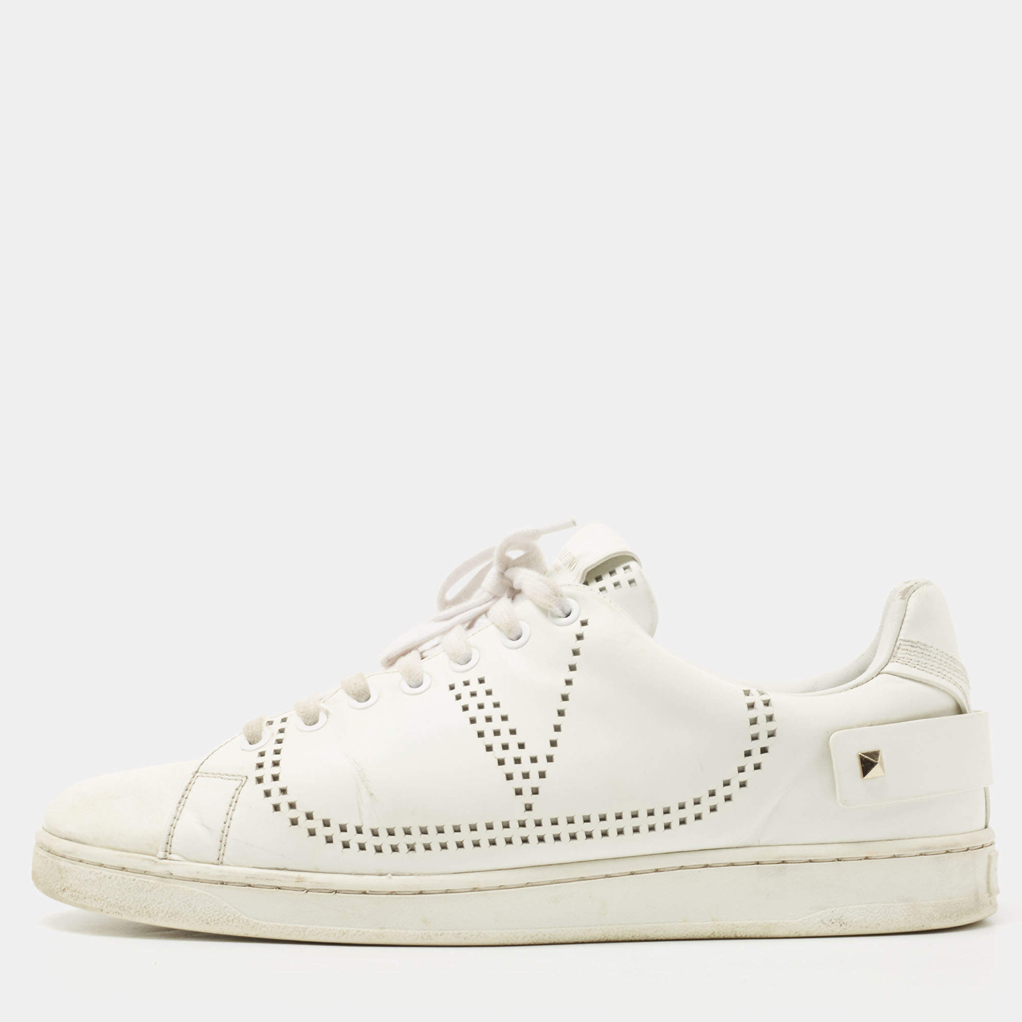 Valentino White Leather Becknet Sneakers Size 42.5 