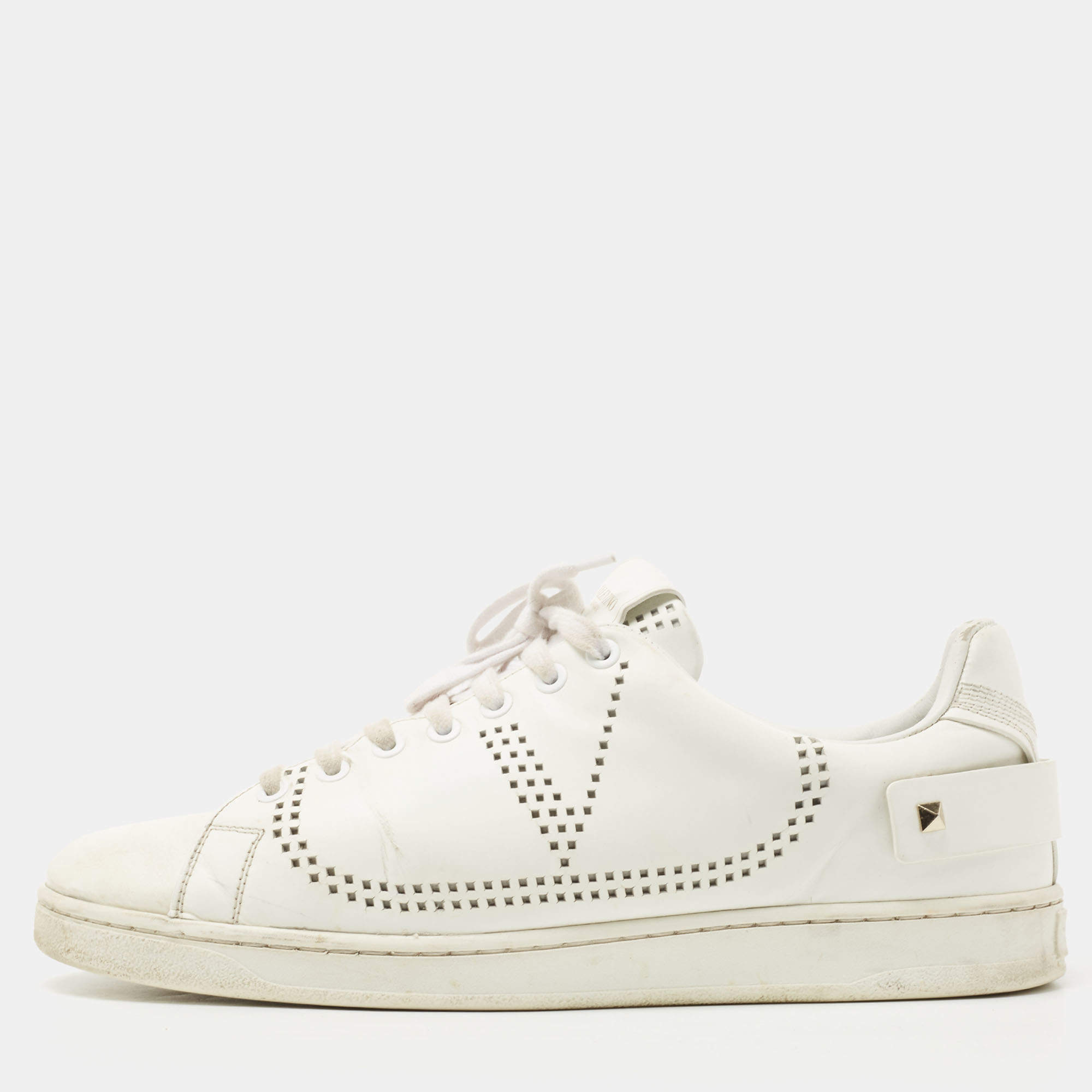 Pre Owned Valentino White Leather Becknet Sneakers Size 42.5 