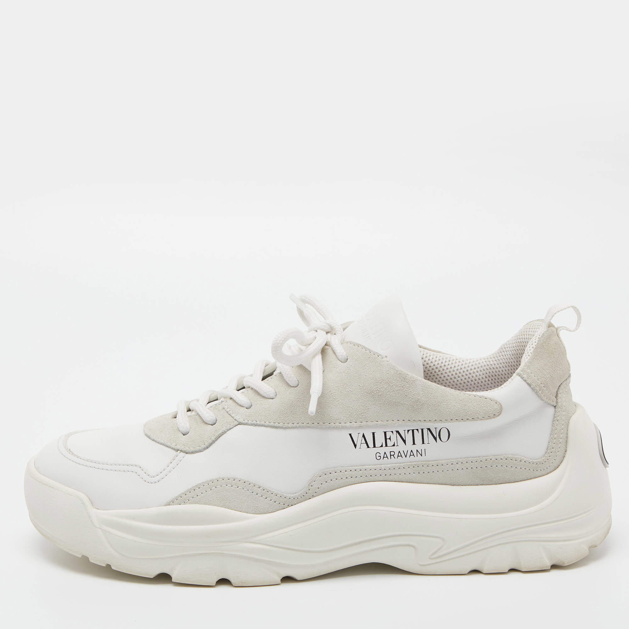 Valentino White Leather and Suede Sneakers Size 42