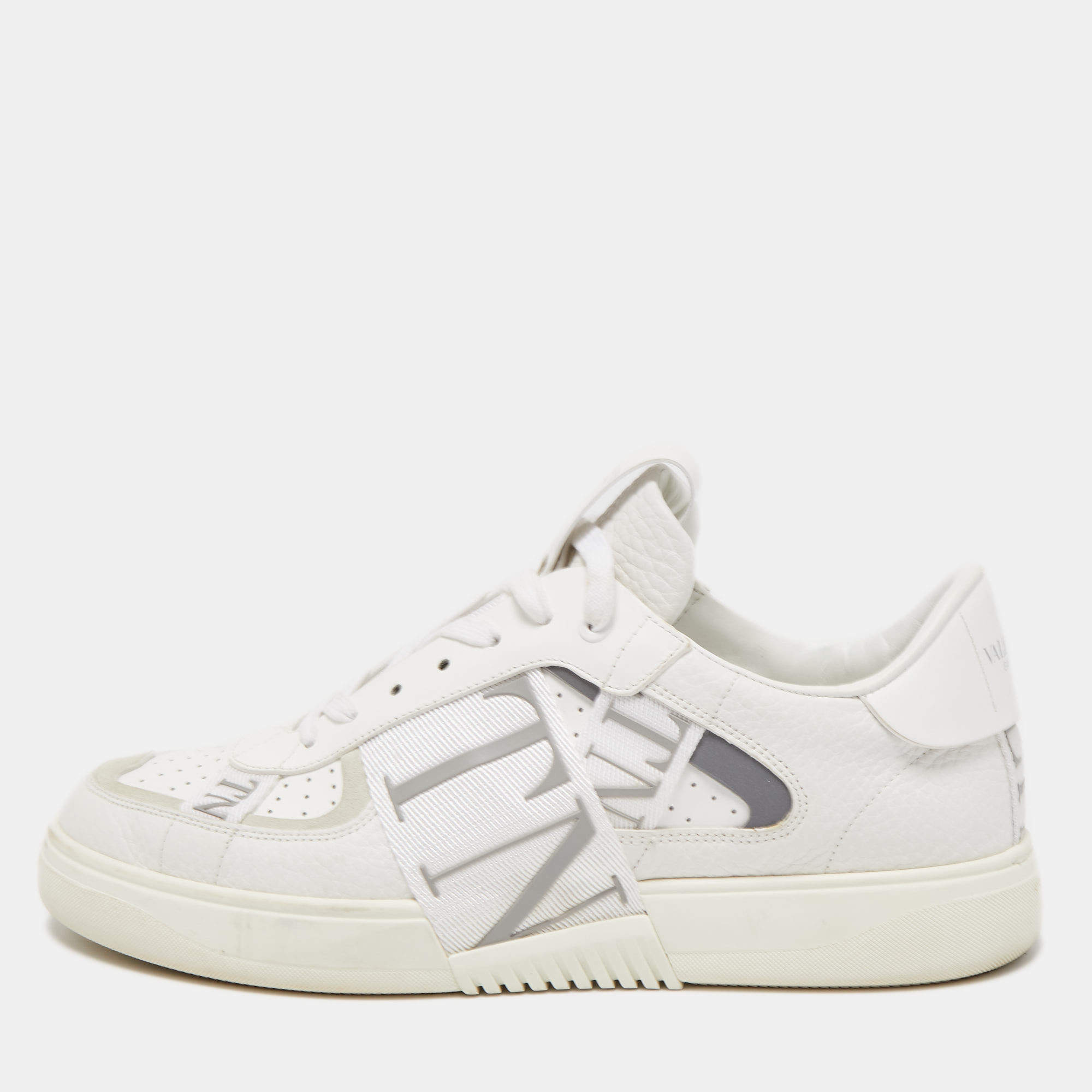 Valentino White Leather Low Top Open Sneakers Size 43