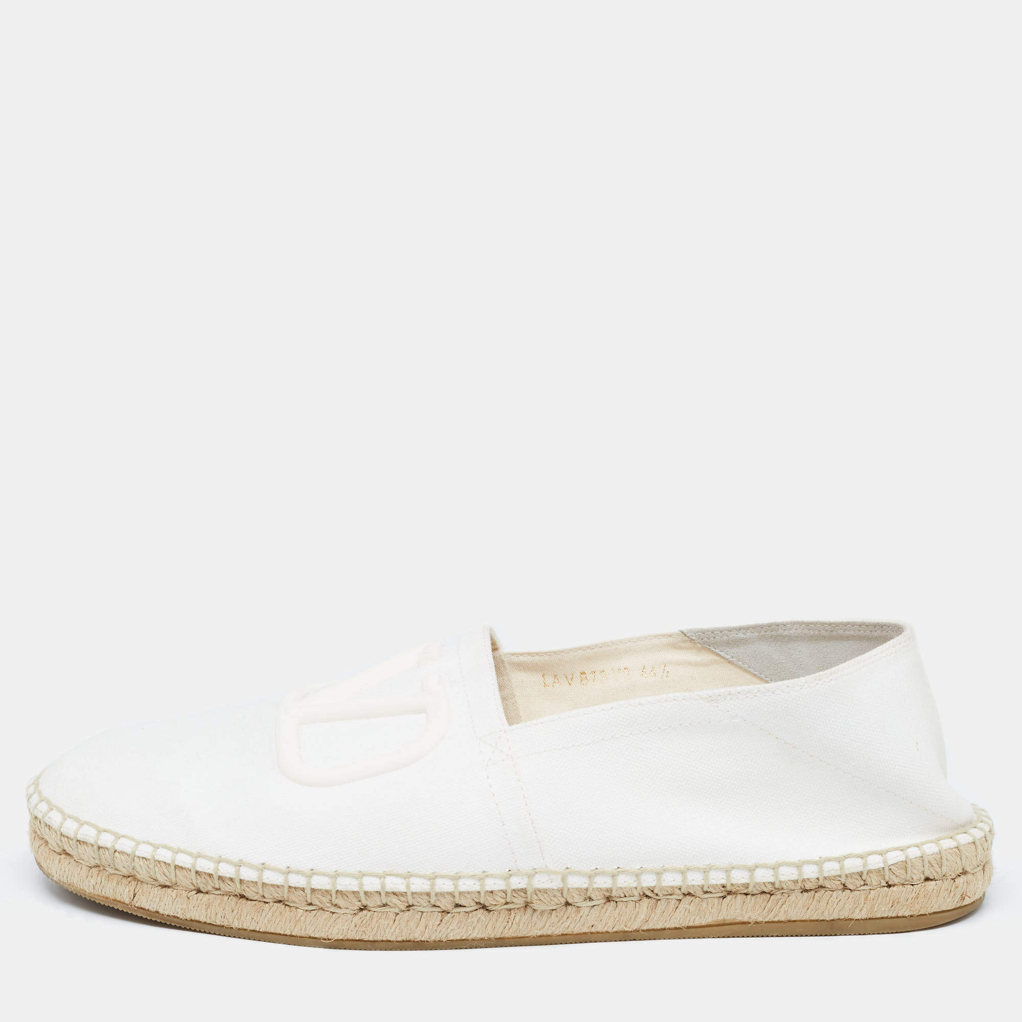 Valentino White Canvas VLogo Slip On Espadrilles Loafers Size 44.5