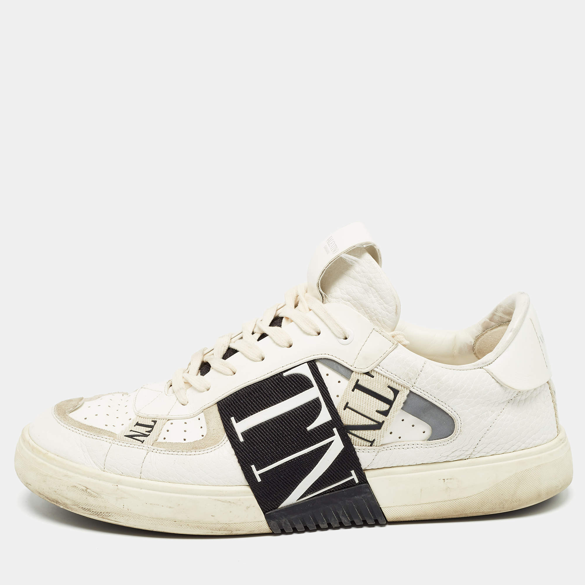 Valentino White/Black Leather VLTN Sneakers Size 45