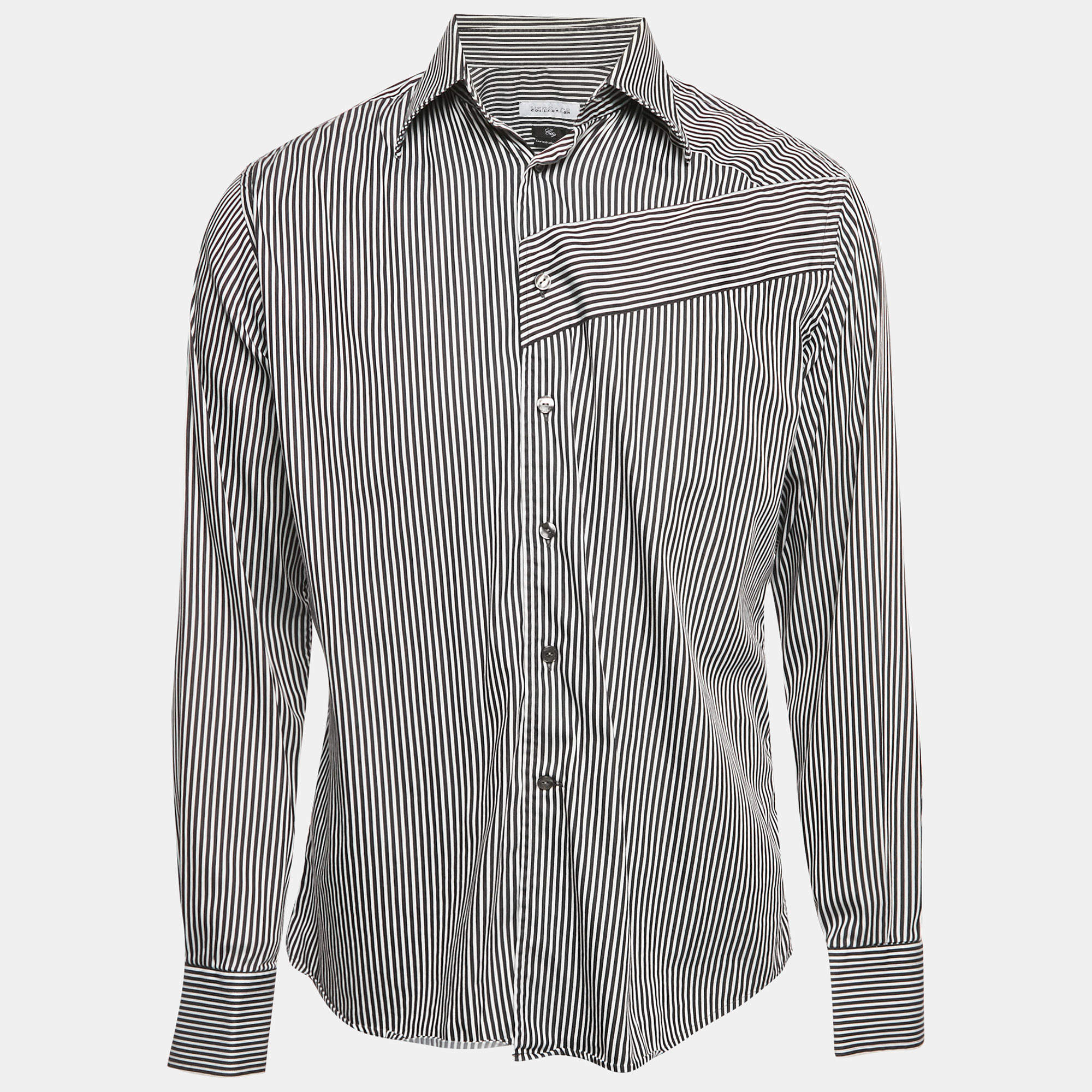 Versace Collection Black Striped Cotton City Shirt L