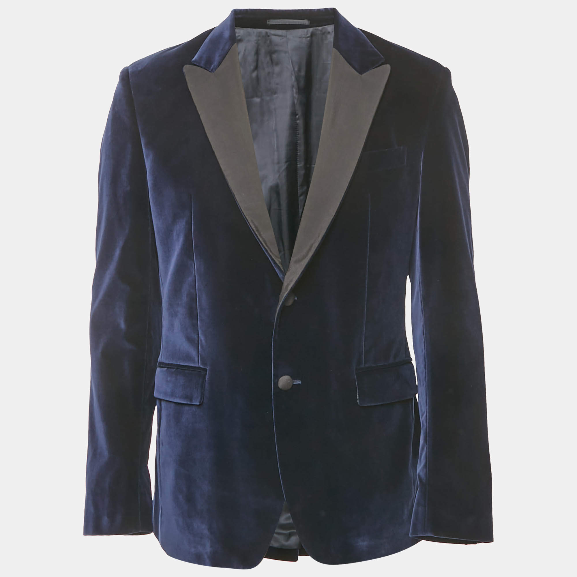 Pre Owned Versace Collection Blue Velvet Tailored Blazer XL
