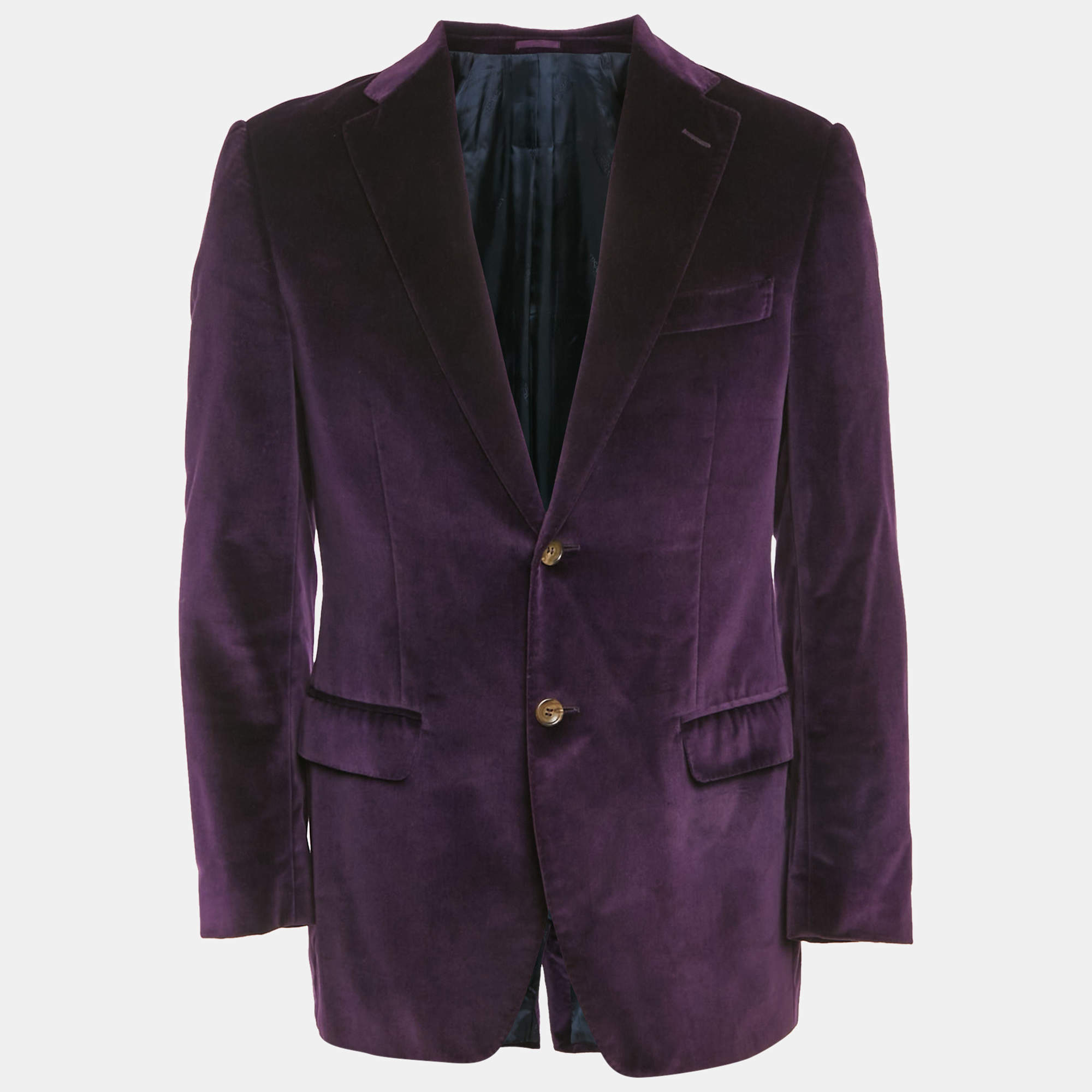 Pre Owned Versace Collection Purple Velvet Single Breasted Blazer M