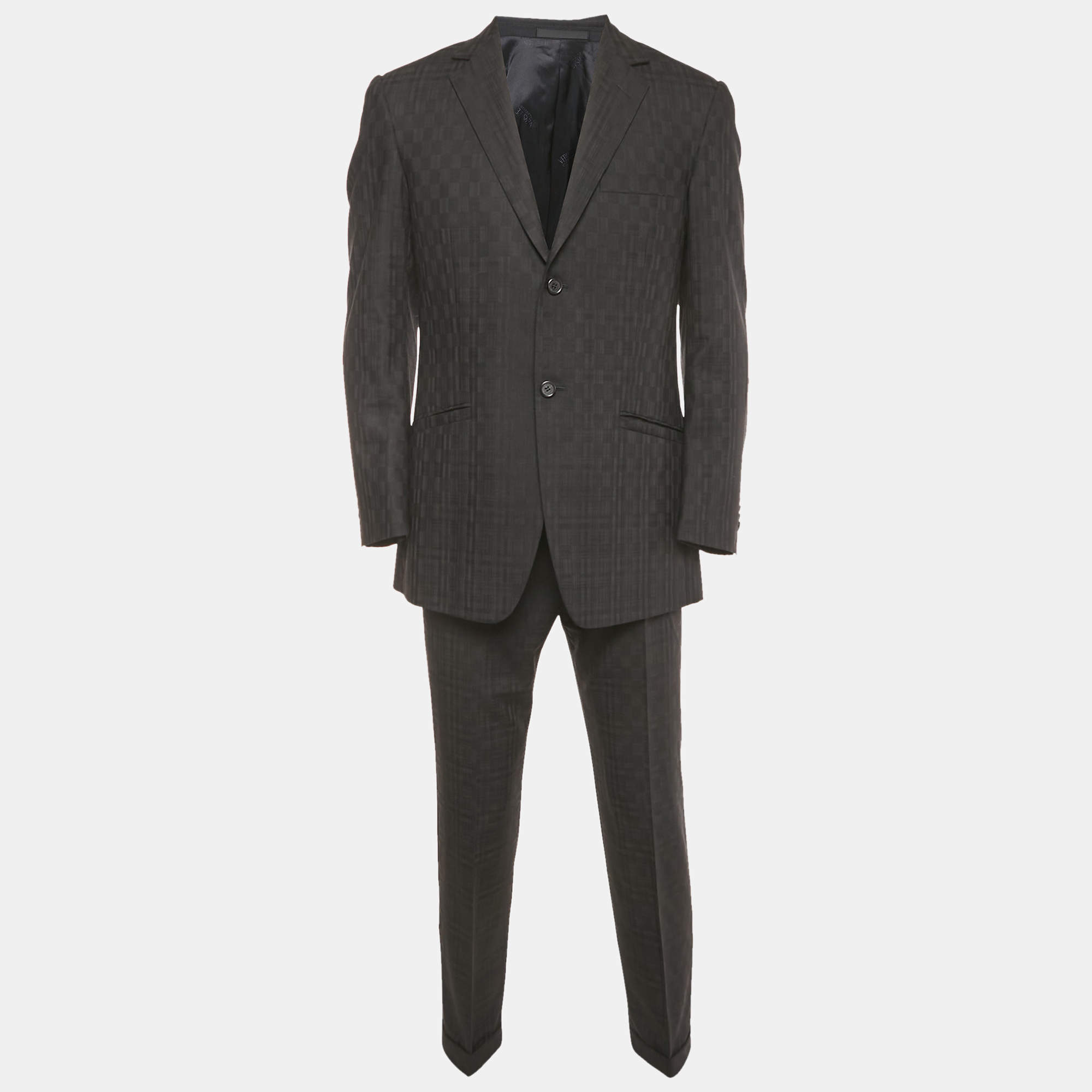 Pre Owned Versace Collection Black Wool Single Breasted Suit M