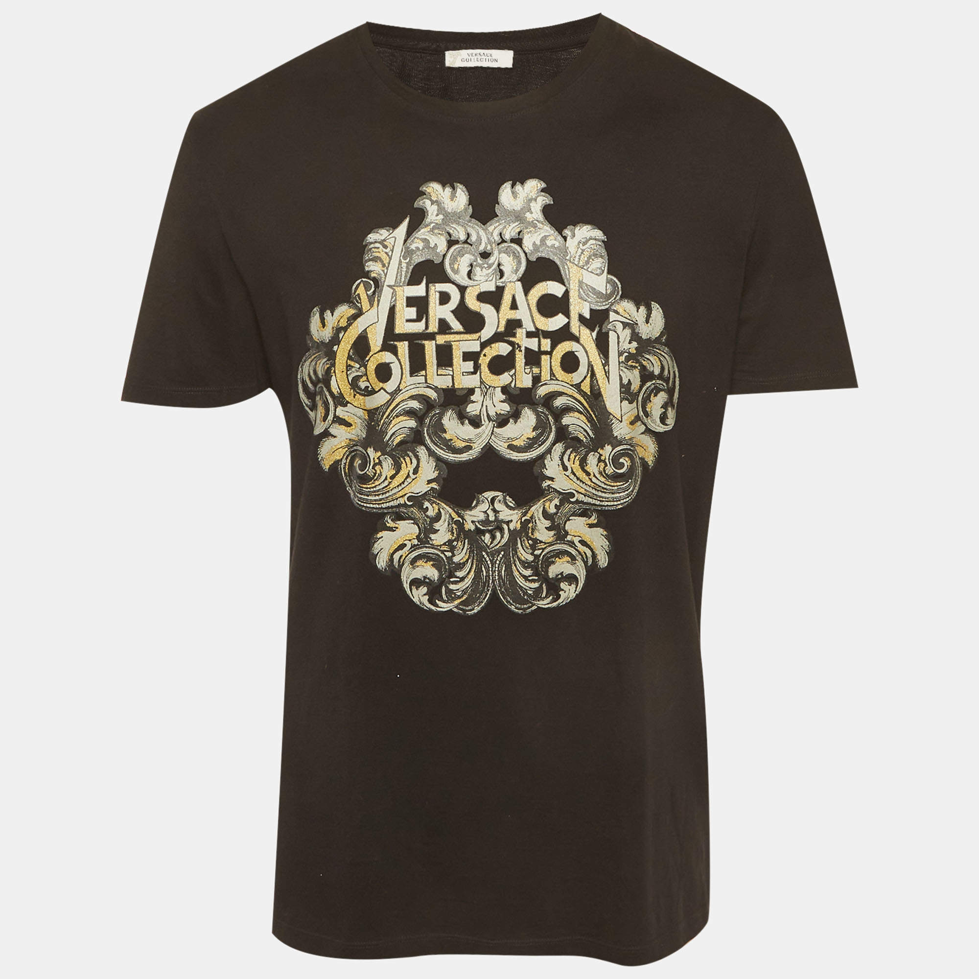 مملوكة مسبقًا Versace Collection Black Printed Jersey T-Shirt L