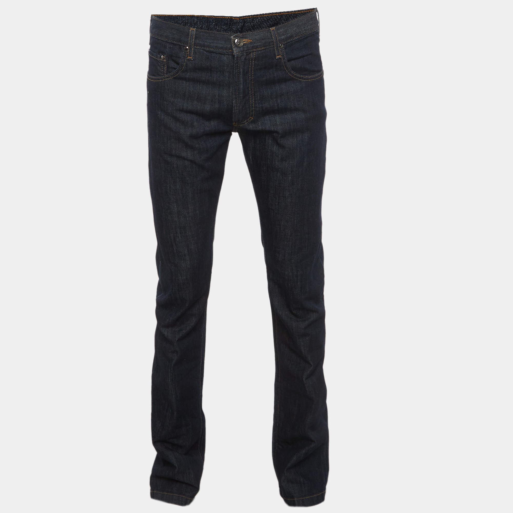 Pre Owned Versace Collection Blue Denim Straight Fit Jeans L/Waist 33"