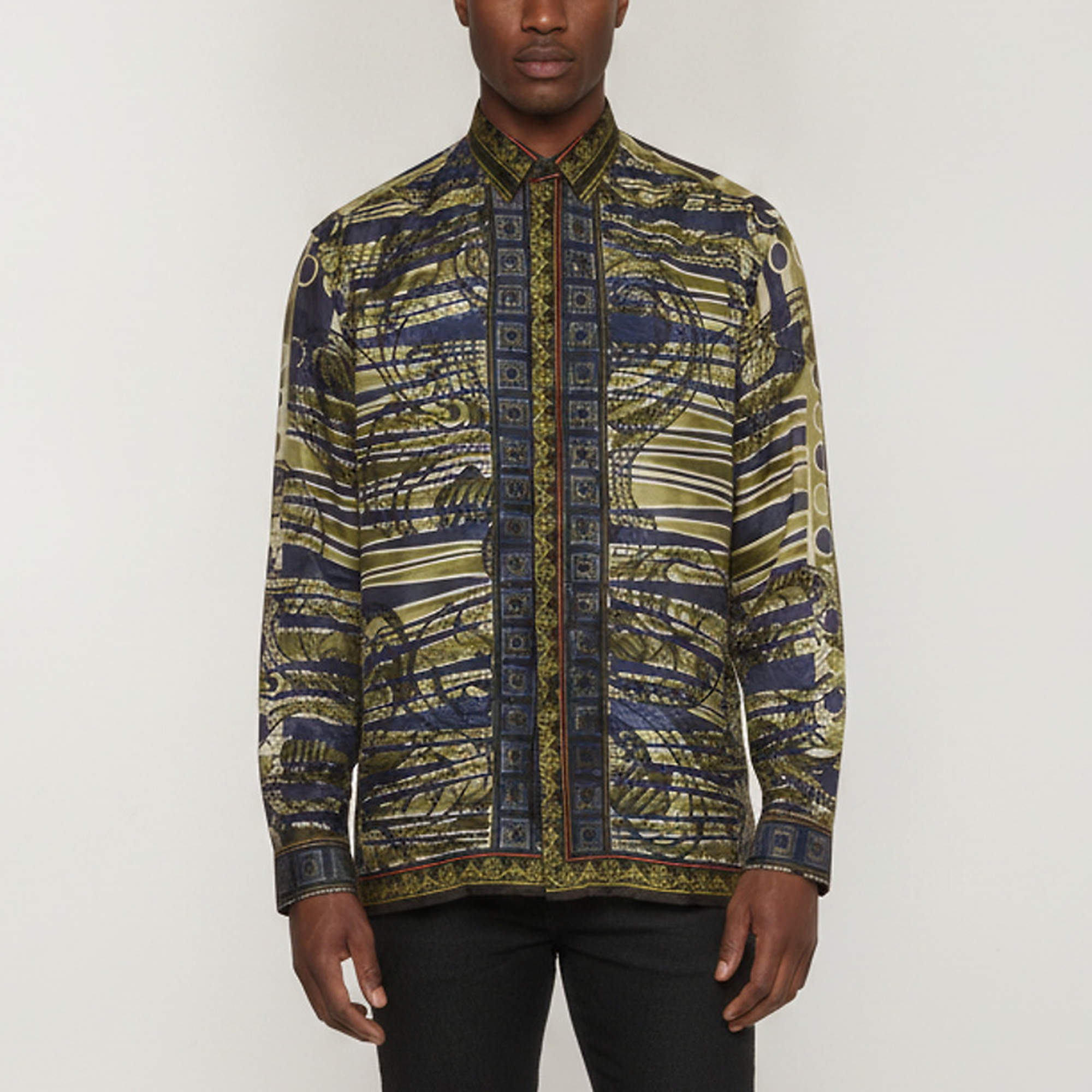 Pre Owned Versace Collection City Multicolour Printed Silk Button Up Shirt XL