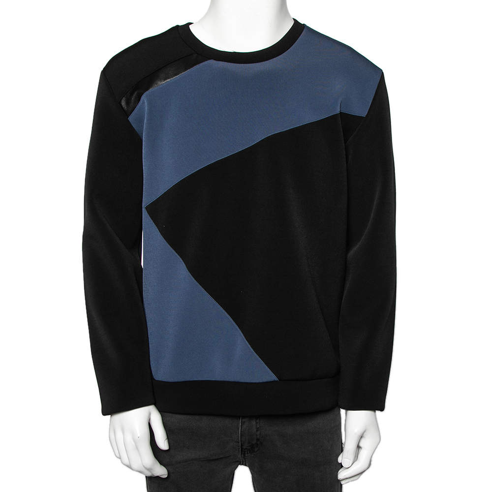 Versace Collection Color Block Paneled Knit Sweatshirt L