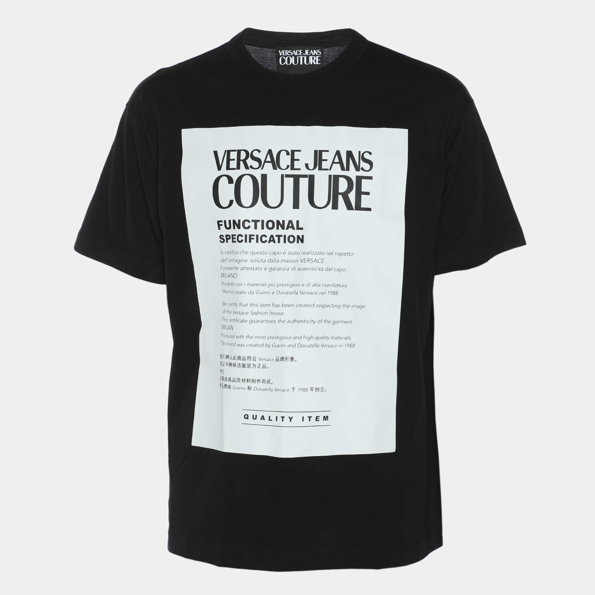 Pre Owned Versace Jeans Couture Black Jersey Printed T-Shirt M