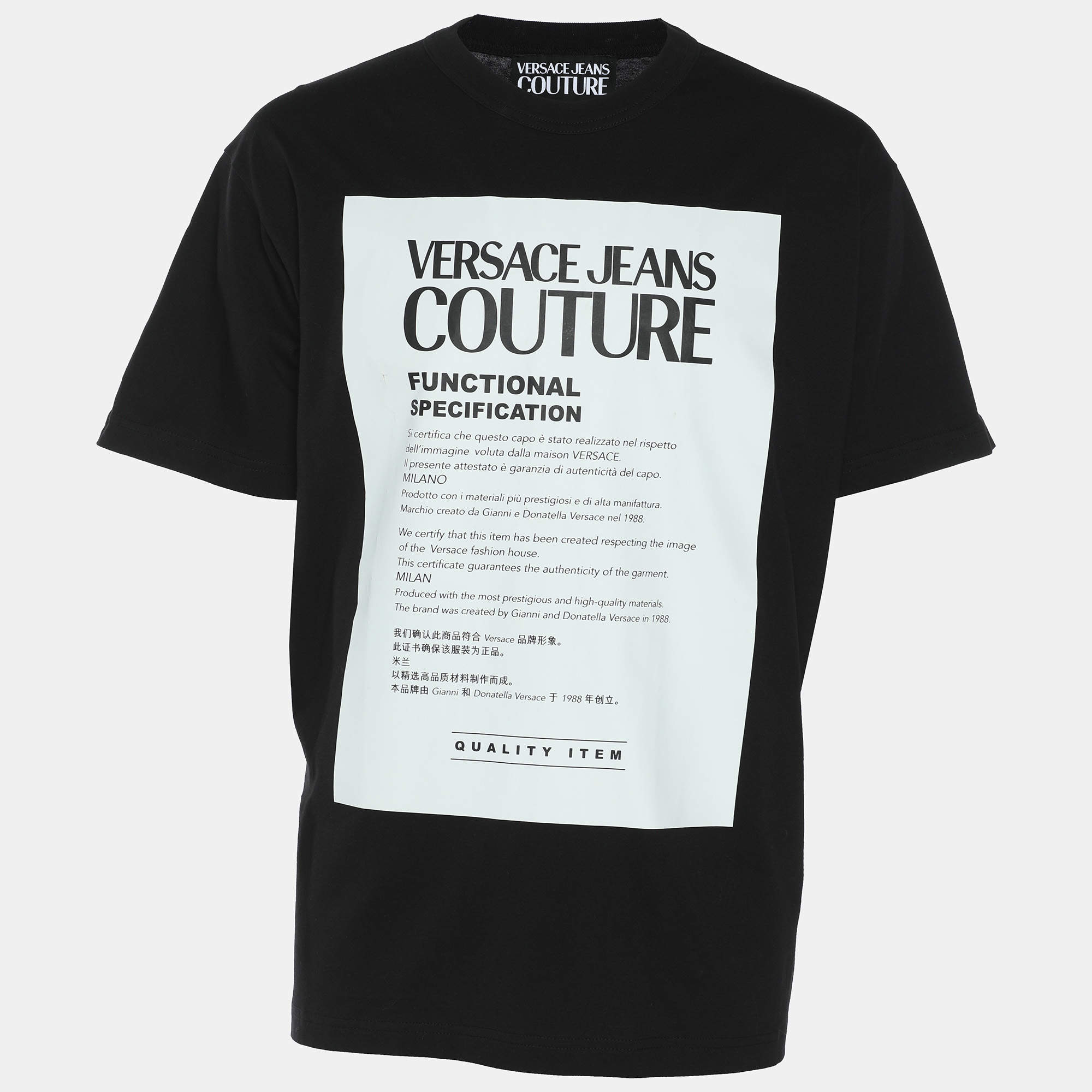 Pre Owned Versace Jeans Couture Black Cotton Printed T-Shirt L