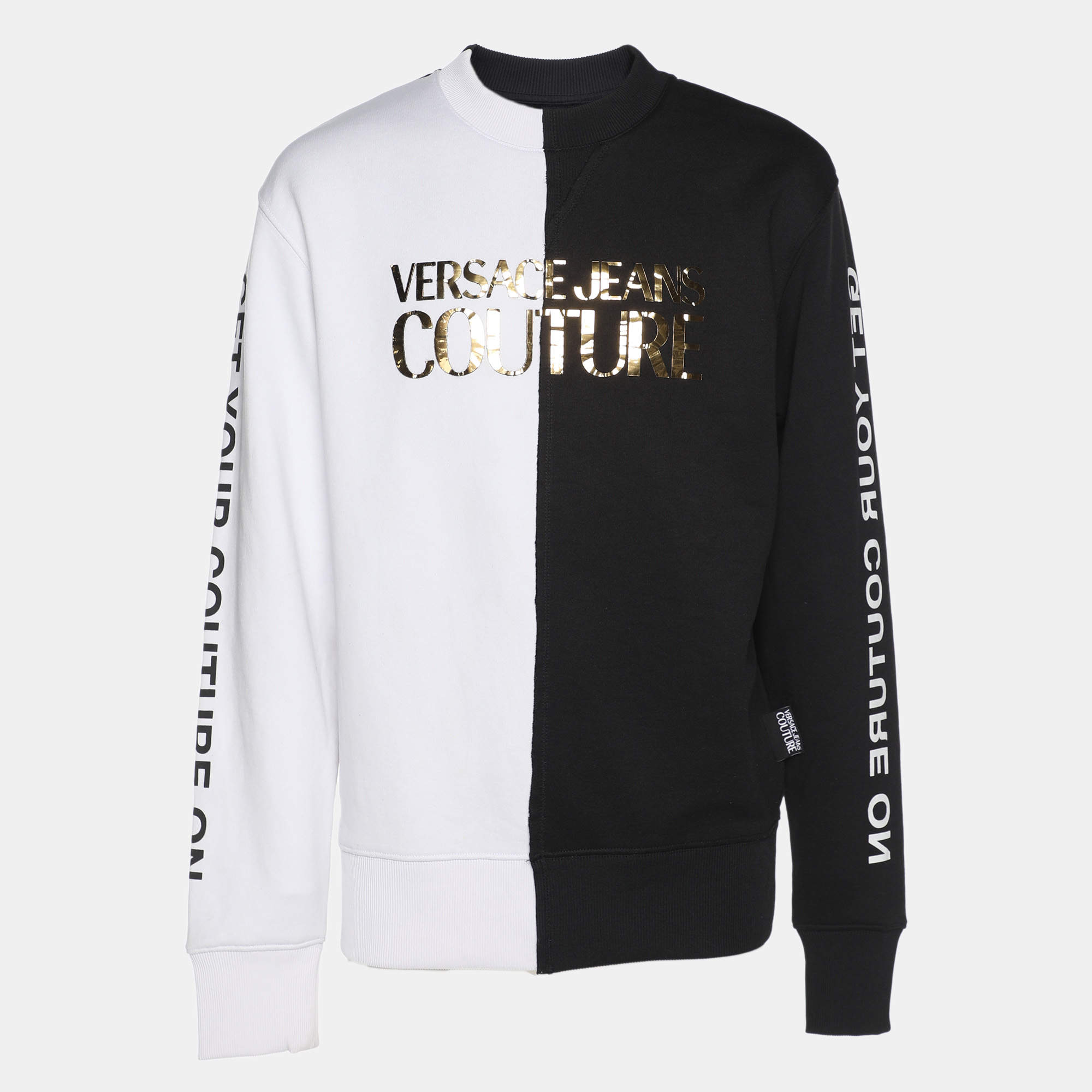 Pre Owned Versace Jeans Couture Black/White Jersey Logo Applique Sweatshirt M