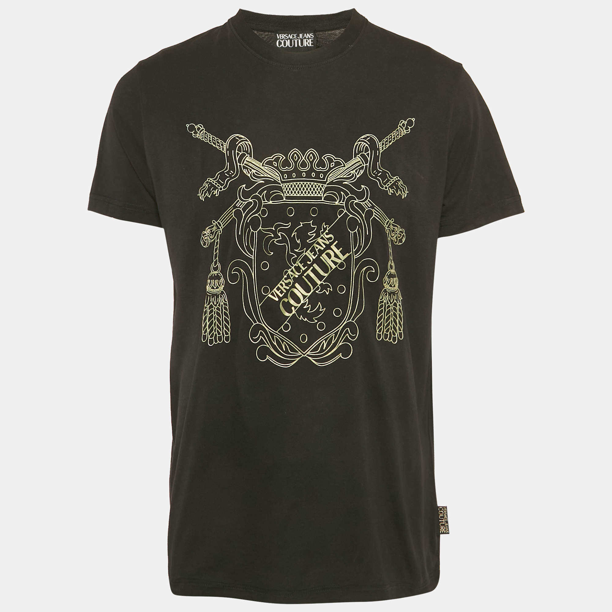 مملوكة مسبقًا Versace Jeans Couture Black Printed Jersey T-Shirt XL