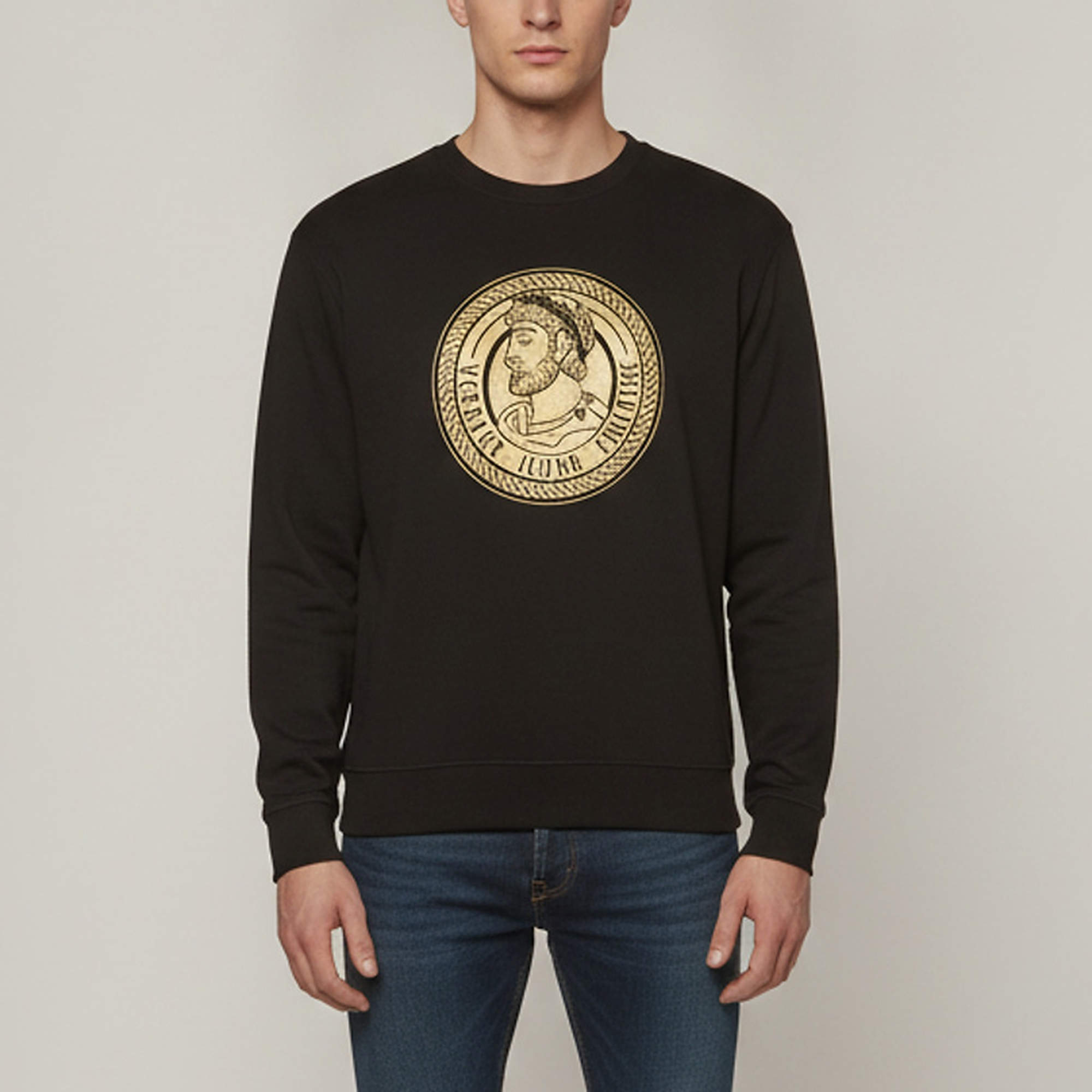 Pre Owned Versace Jeans Couture Black Graphic Print Cotton Medallion Sweatshirt L
