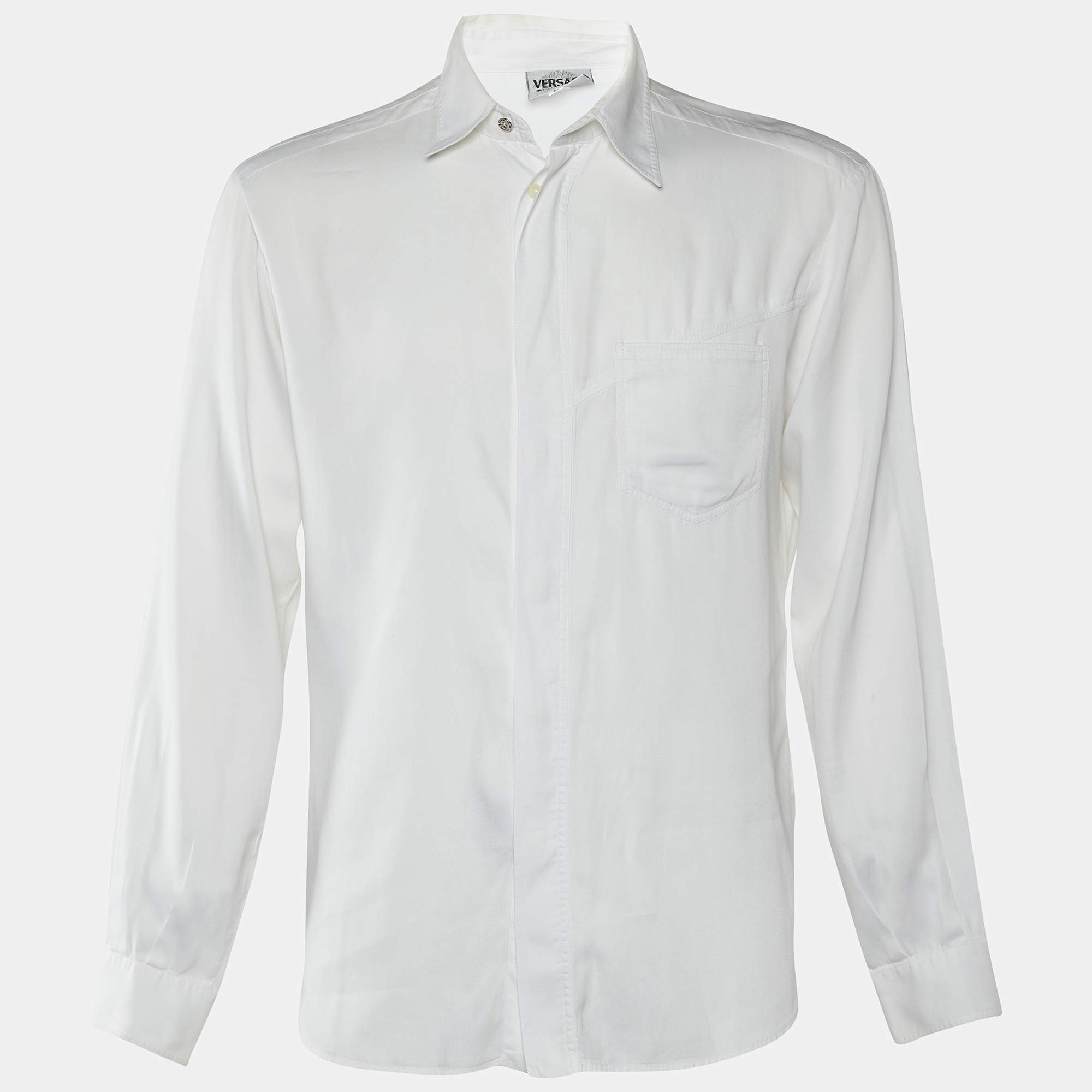 Pre Owned Versace Jeans Couture White Cotton Button Front Shirt L