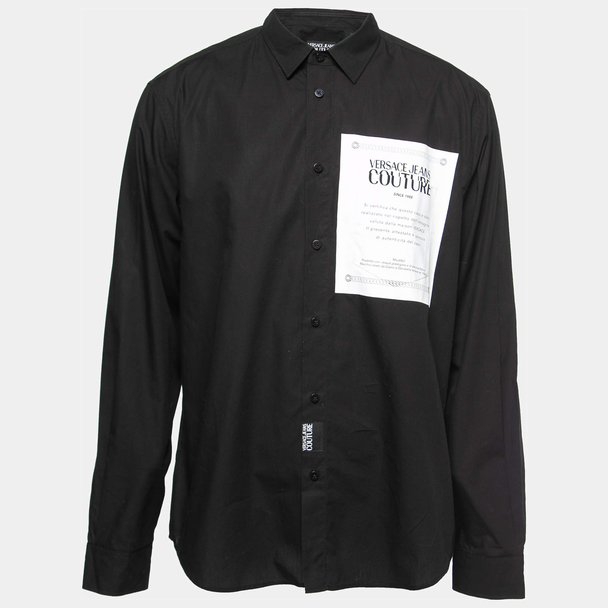Couture Monochrome Cotton Printed Button Front Shirt XL Versace Couture | TLC