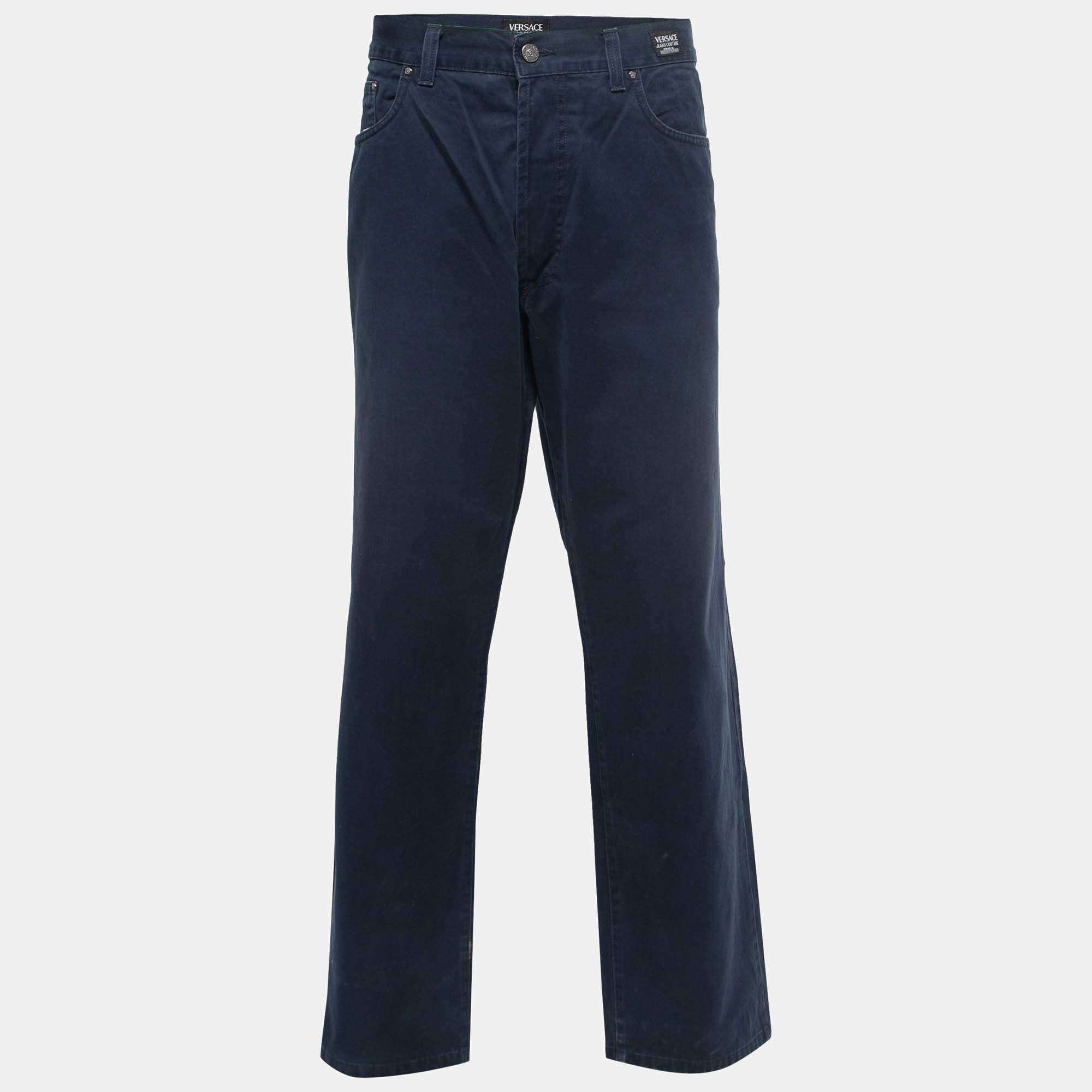 Pre Owned Versace Jeans Couture Dark Blue Cotton Jeans 3XL Waist 40"