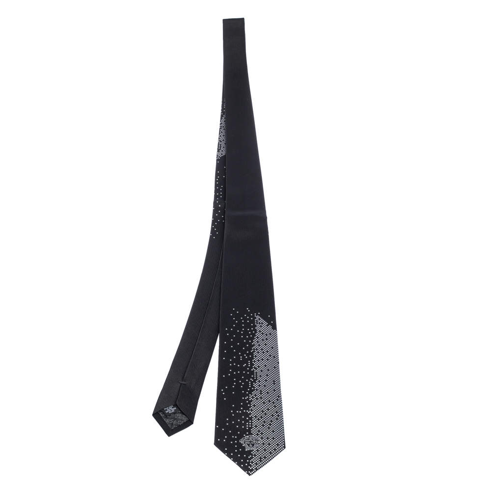 ربطة عنق فيرساتشي جاكار حرير مادوسا سوداء