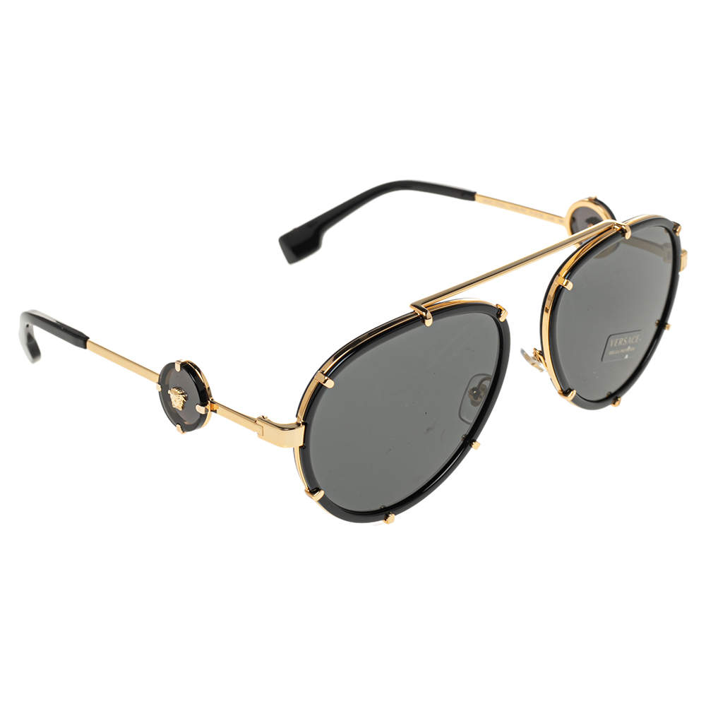 Versace Black Vintage Icon Pilot Clip On Aviator Sunglasses Versace Tlc 