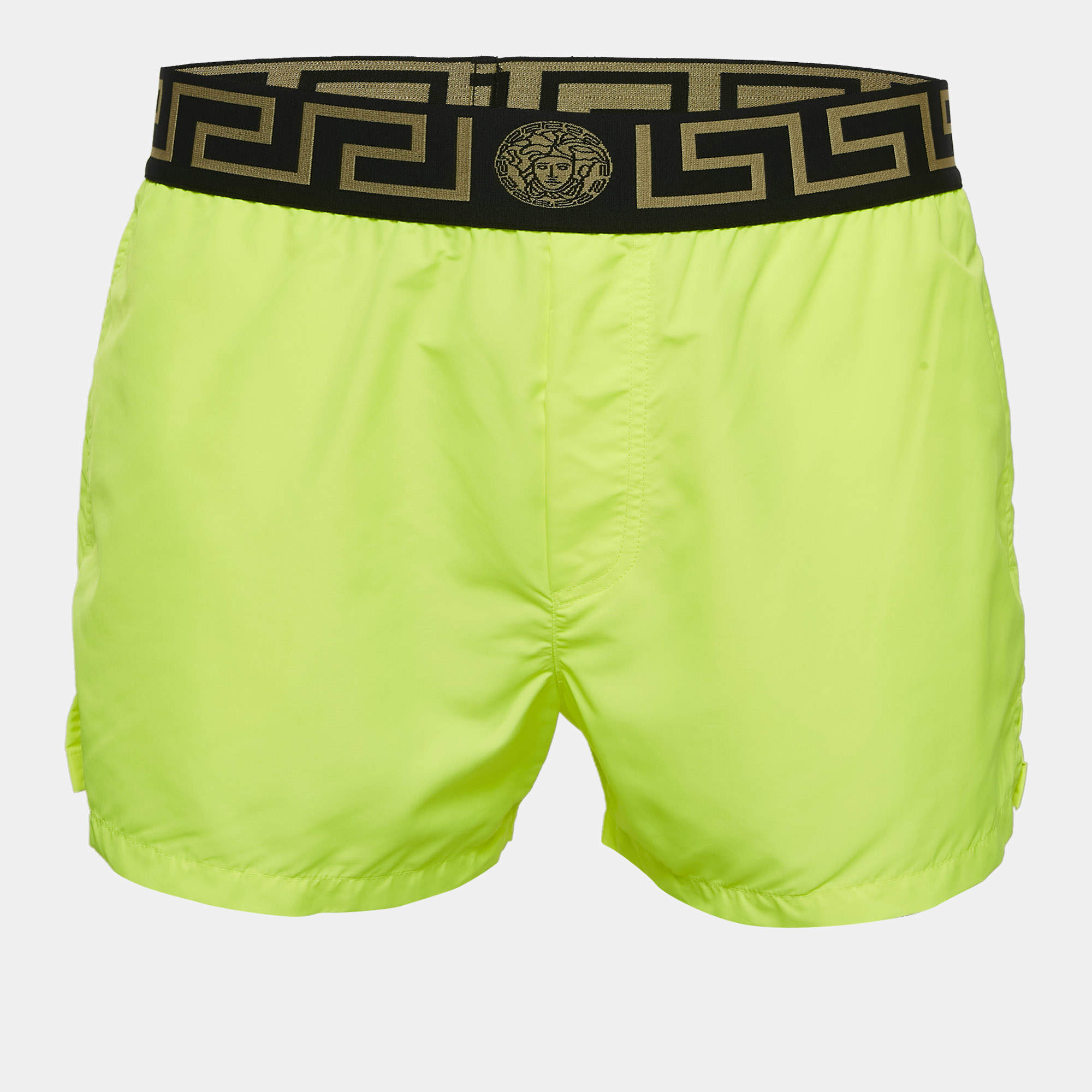 Versace Neon Green Greca Border Swim Shorts M