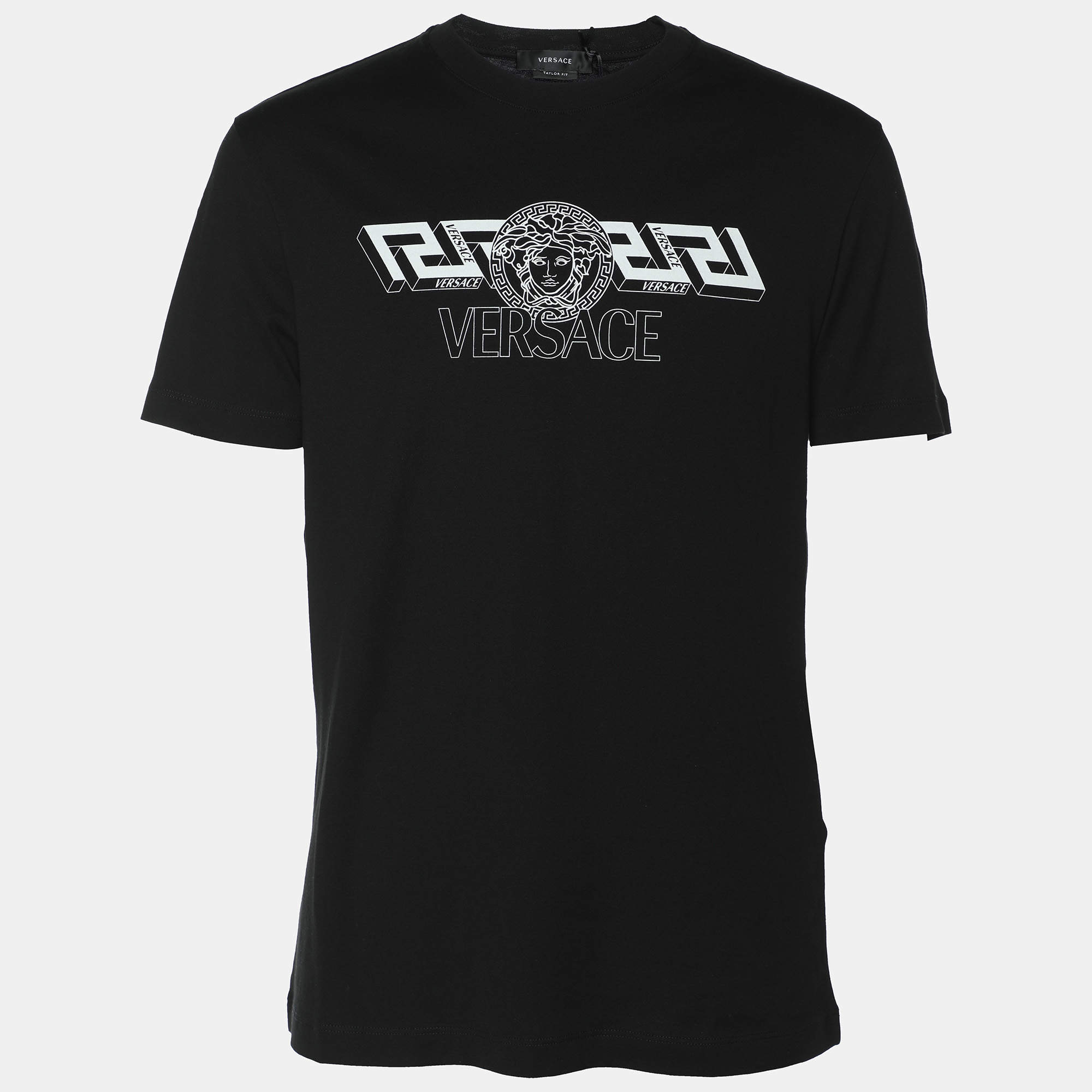 Versace Black Jersey Logo Print T-Shirt M