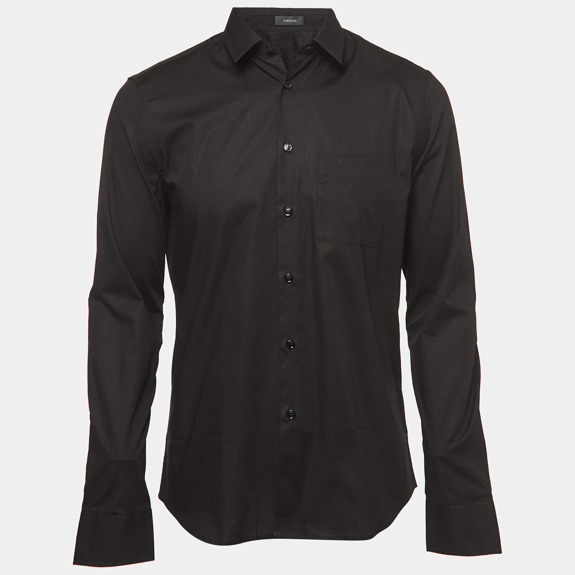 Versace Black Cotton Button Front Full Sleeve Shirt M