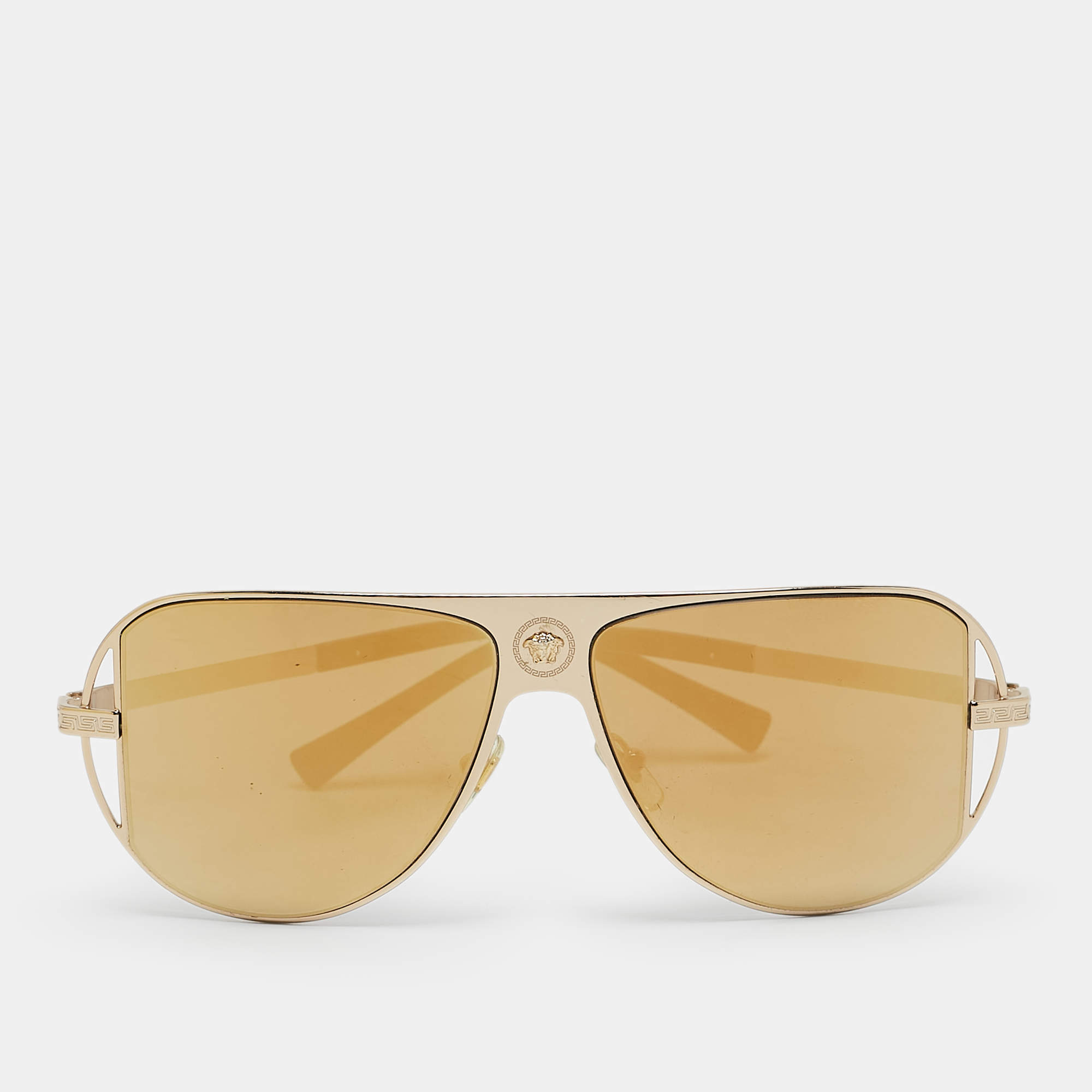 Versace Gold Mirrored MOD. 2212 Aviator Sunglasses