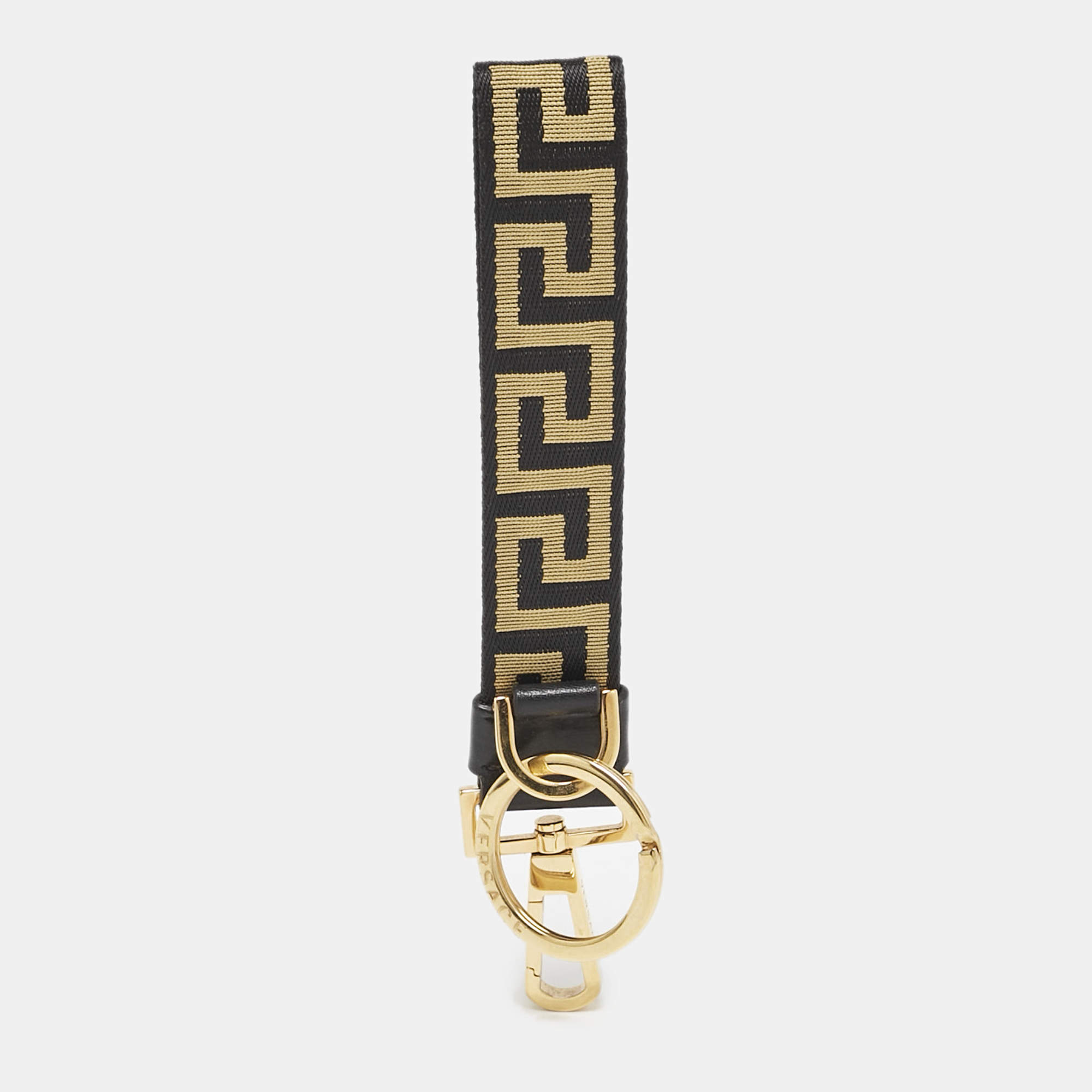 Versace Gold/Black Canvas Greek Band Key Ring