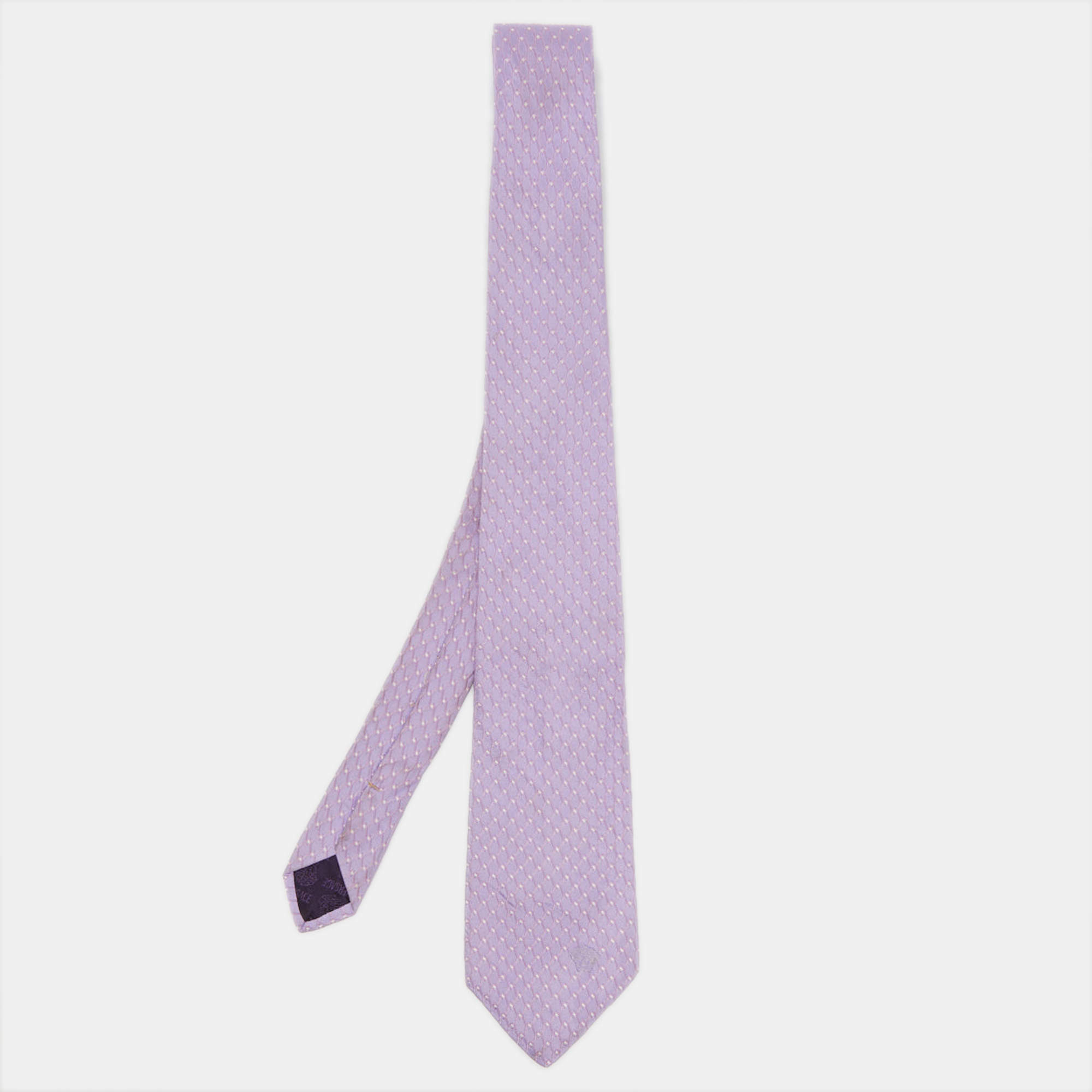 Pre Owned Versace Purple Geometric Pattern Silk Tie