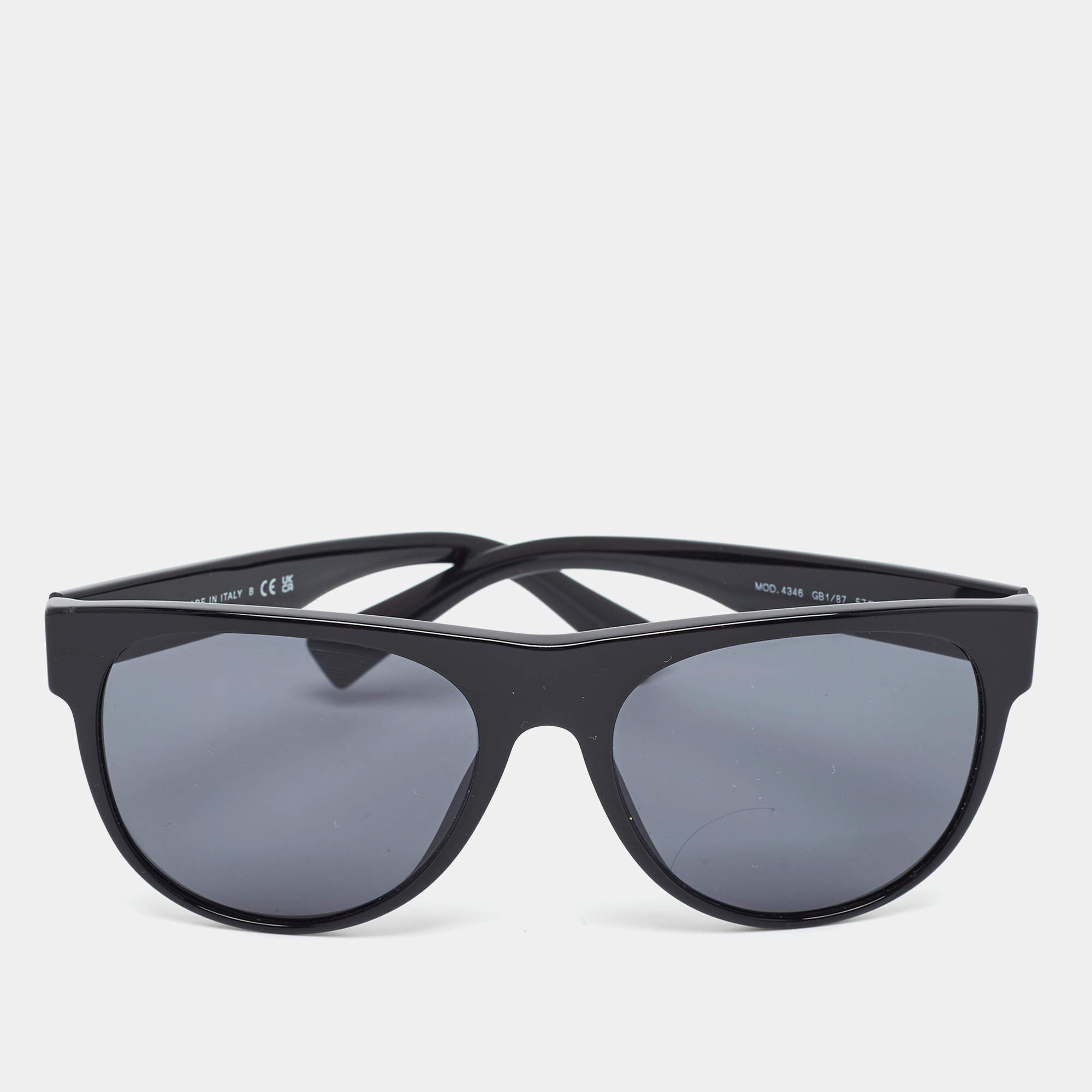 Pre Owned Versace Black MOD 4346 Greca Frame Sunglasses