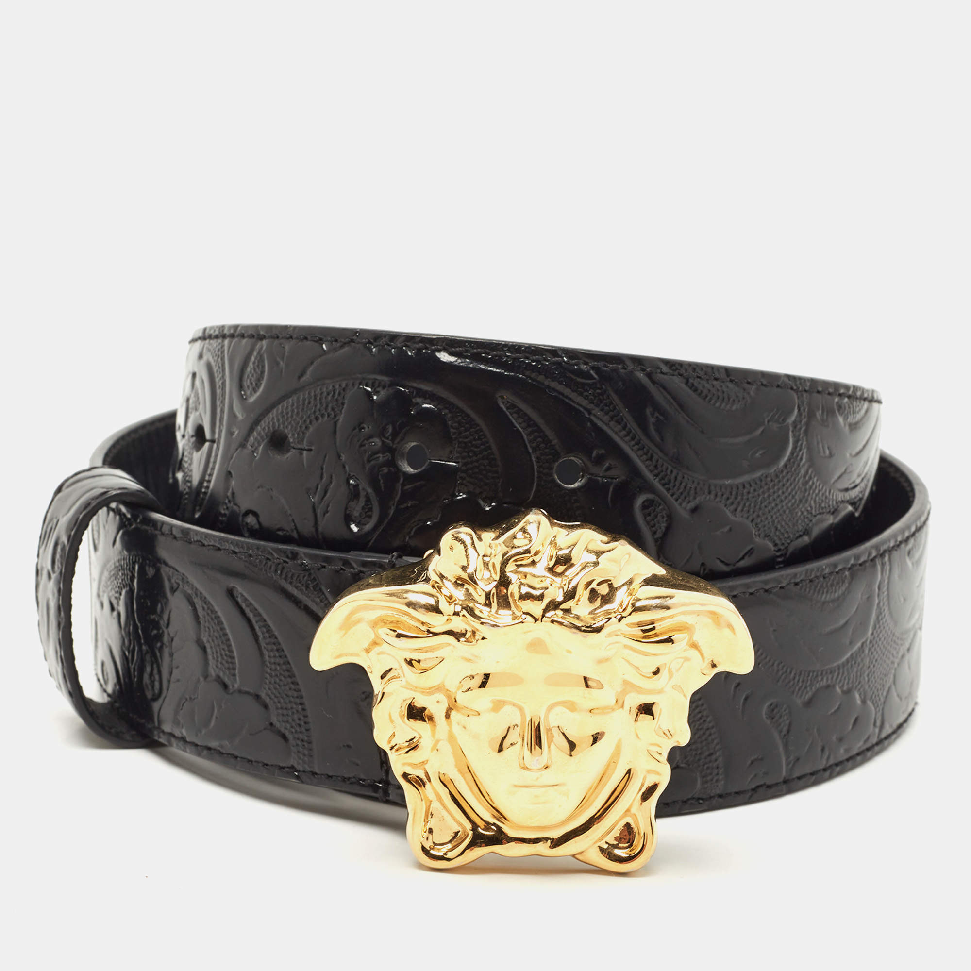 Versace Black Leather Medussa Head Belt 90CM Versace