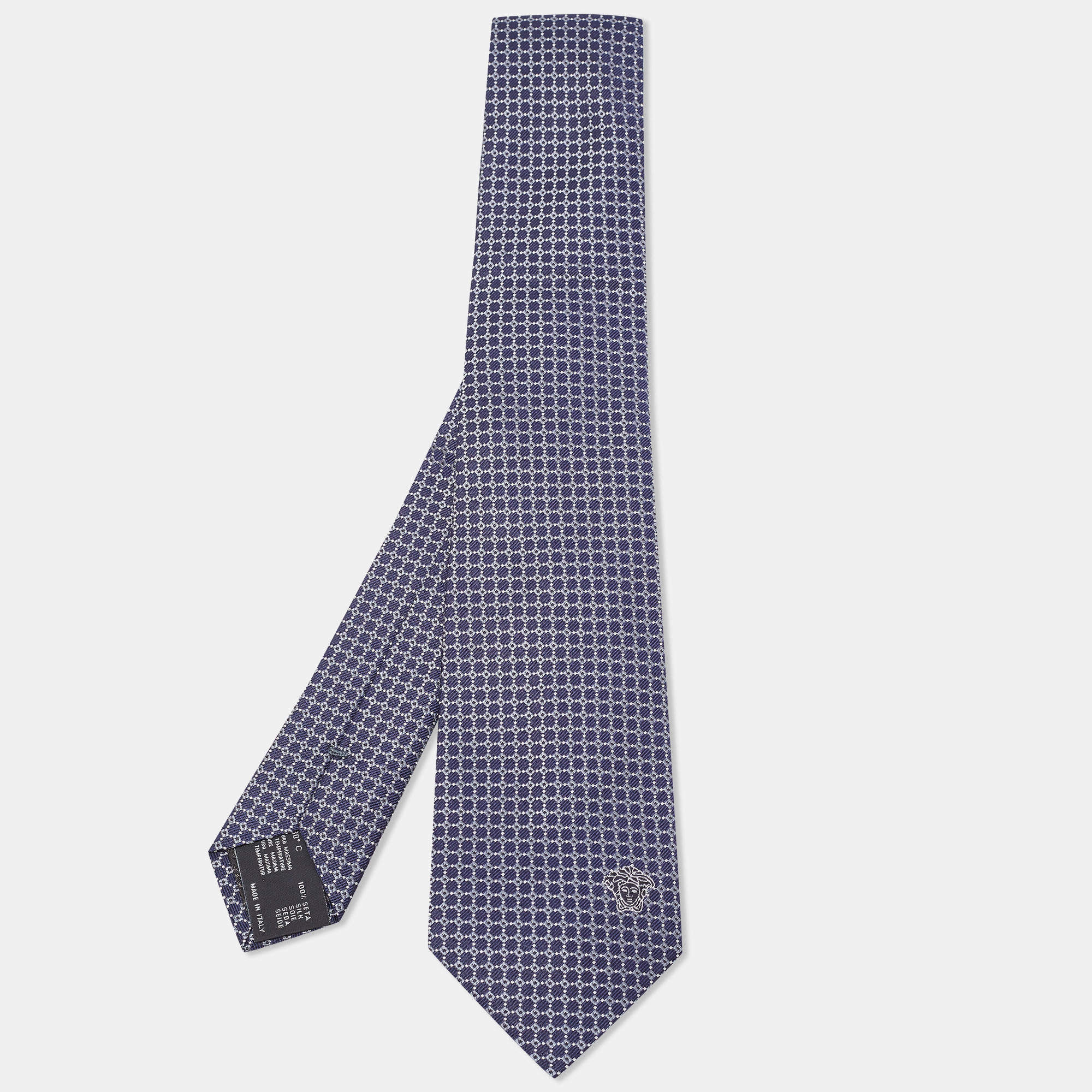 Versace Blue Dot Pattern Silk Tie