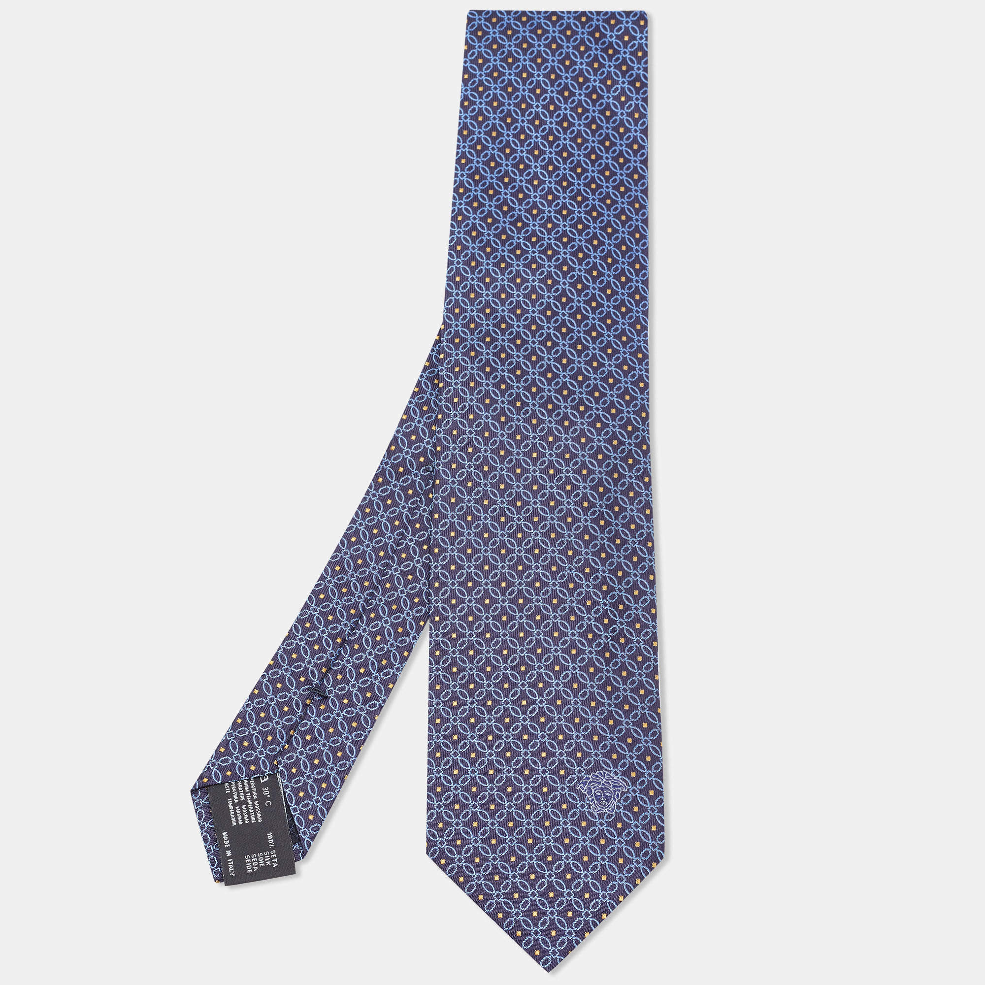 Versace Blue Patterned Silk Tie