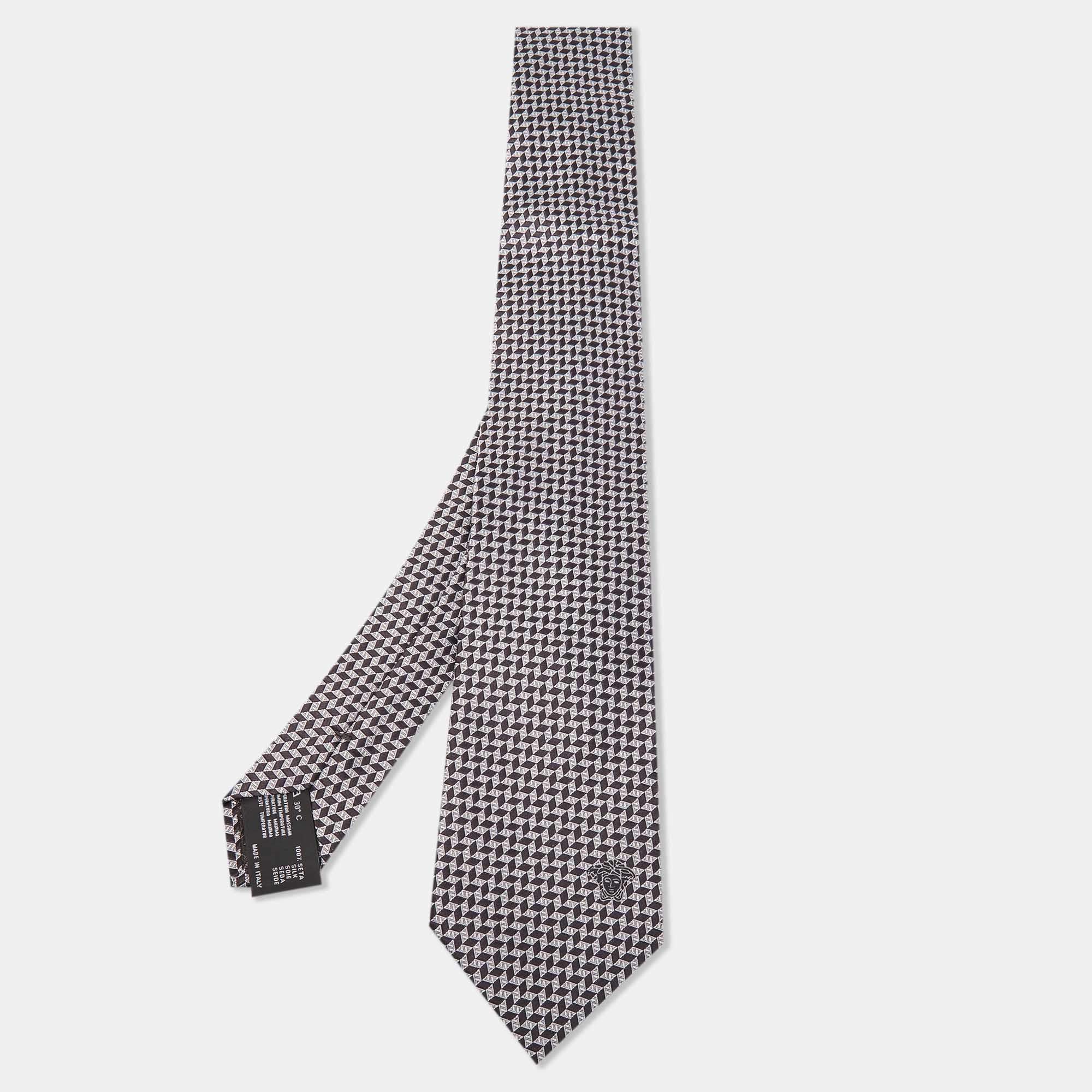 Versace Black Patterned Silk Tie